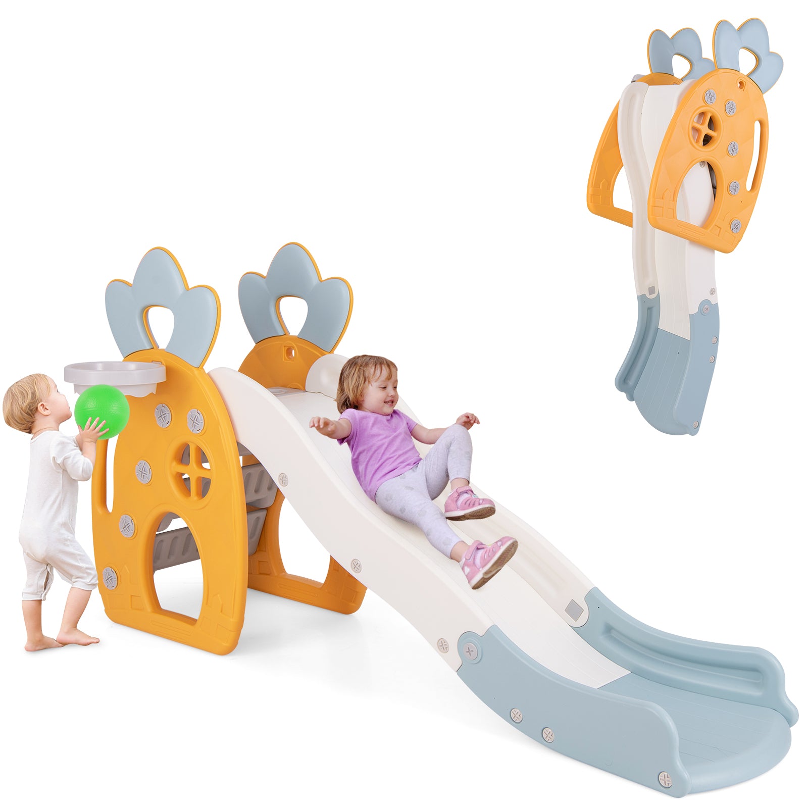 Freestanding Kids Slide Indoor Foldable Kids Slide with Climber