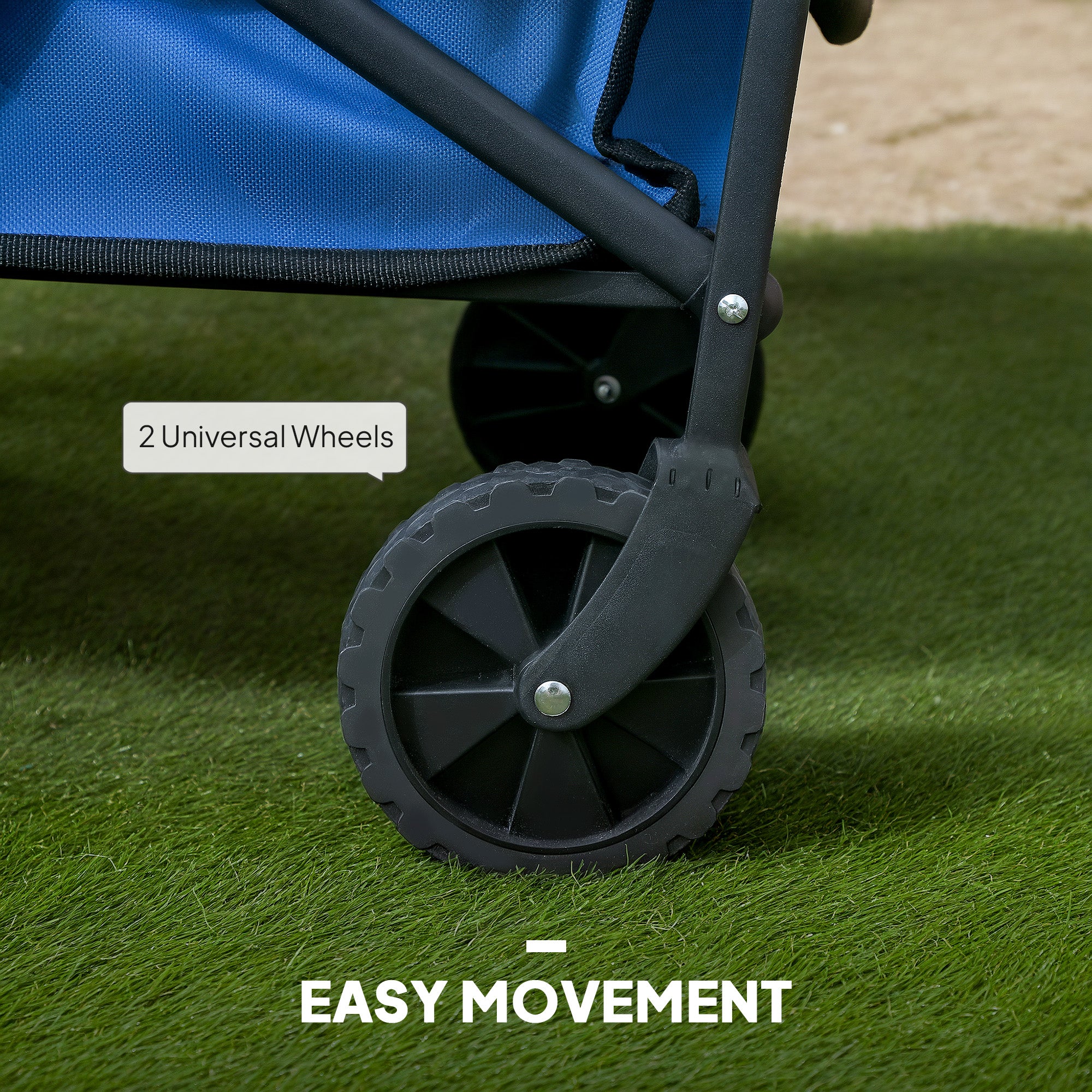 Outsunny 62L Festival Trolley on Wheels, Garden Folding Trolley Cart, 120kg Heavy Duty Collapsible Folding Wagon with Adjustable Handle and Carrying Bag for Beach, Camping, Festival, Blue