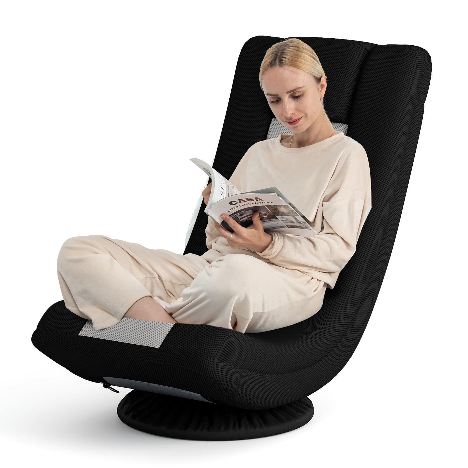 360¬∞ Swivel Gaming Chair 4 Position Adjustable Folding Floor Sofa-Grey