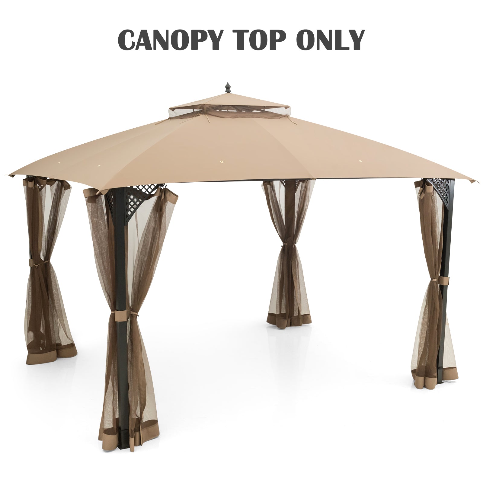 368 x 303CM Gazebo Replacement Top with Air Vent and Drainage Holes-Brown