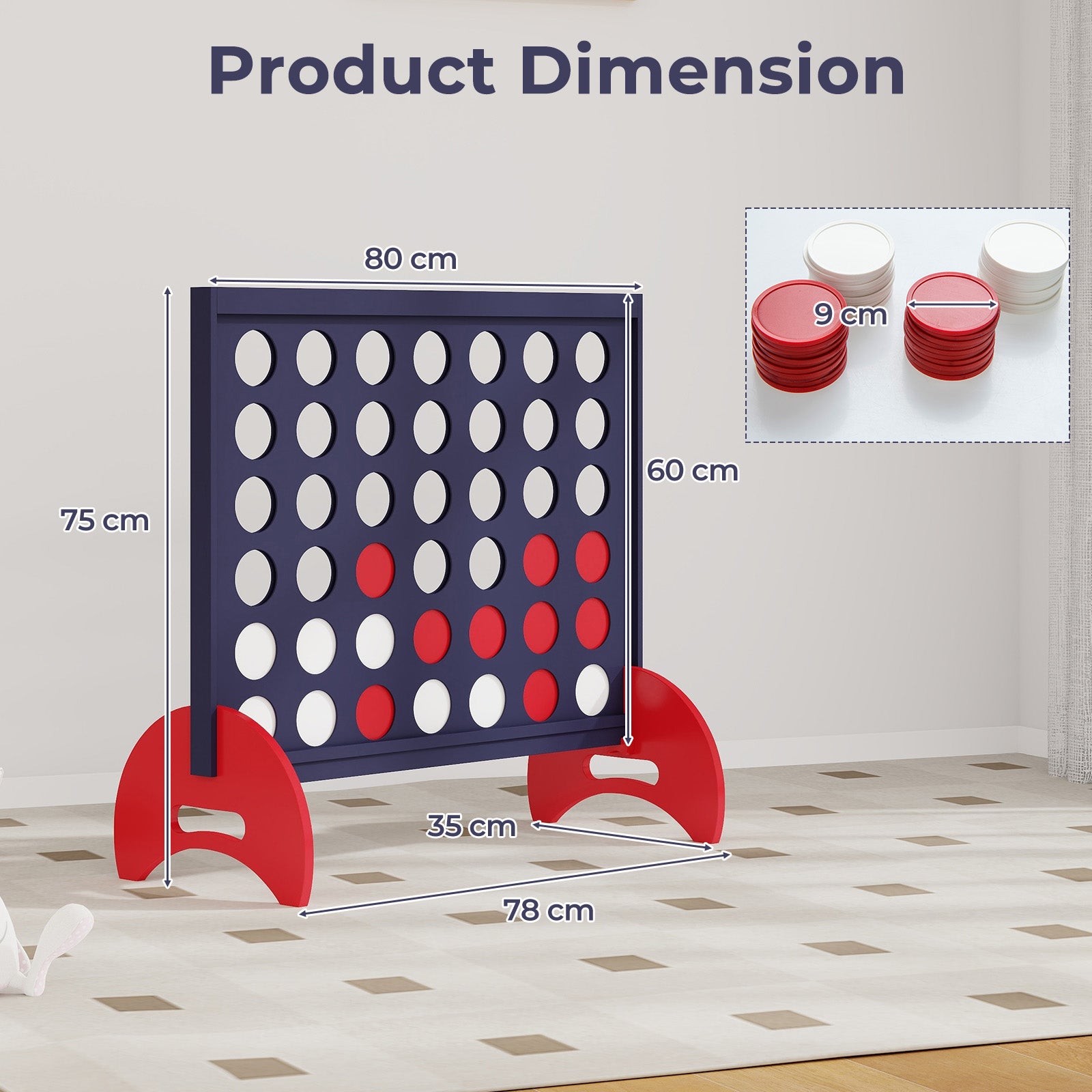 Giant 4-to-Score Game Set with Carrying Bag and 42 Pieces Jumbo Rings-Blue