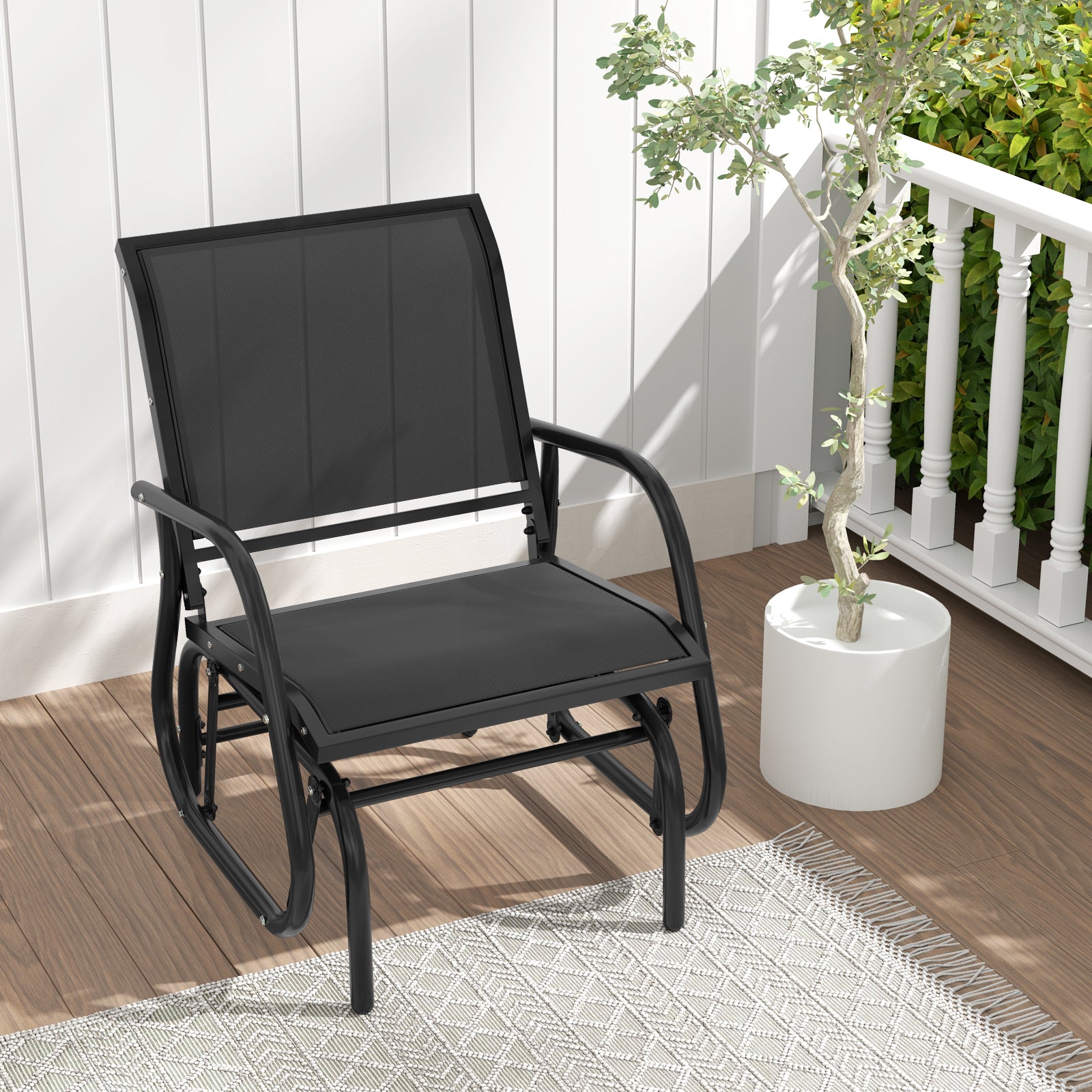 Glider Rocking Garden Chair-Black