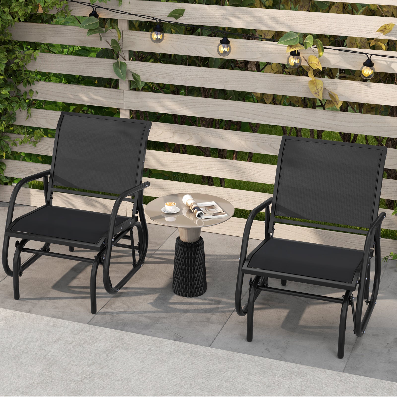 Glider Rocking Garden Chair-Black