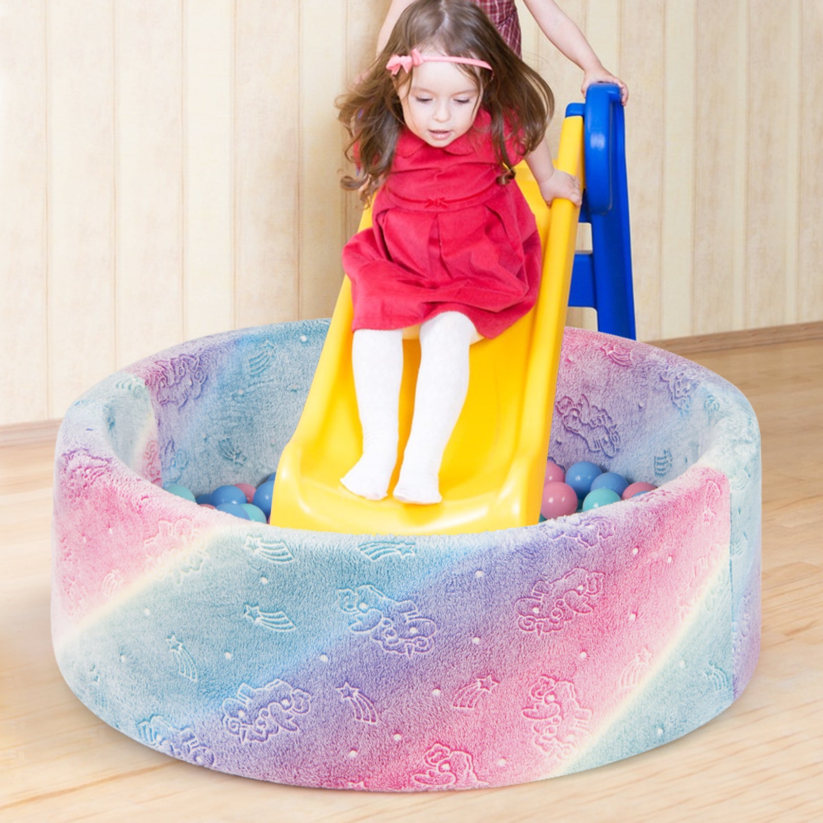 Glow in the Dark Round Ball Pool with 200 Colorful Ocean Balls-Macaron