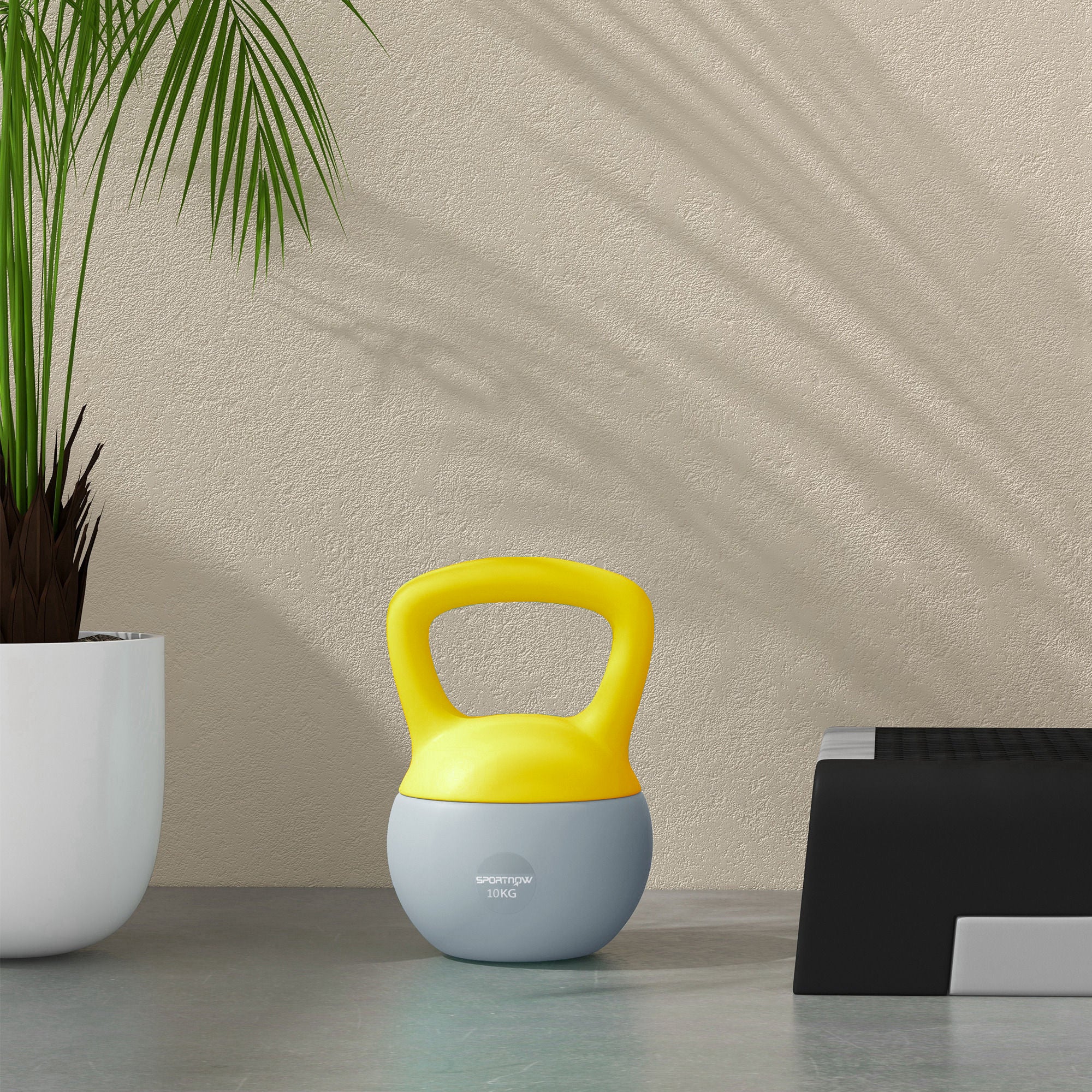 SPORTNOW 10KG Soft Kettlebell, Kettlebell with Non-Slip Handle for Home Gym, Weight Lifting, Strength Training, Yellow/Grey