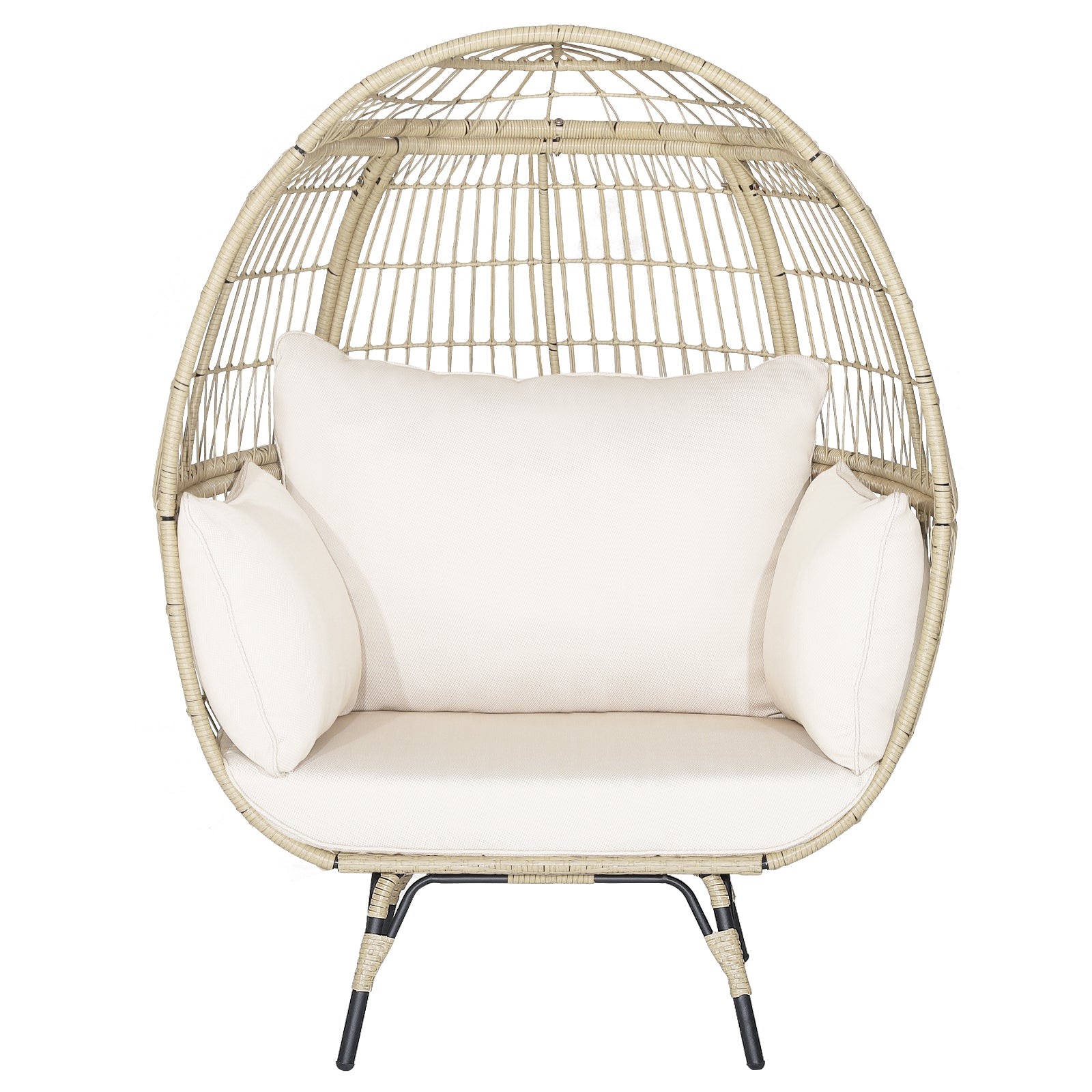 Oversized Rattan Egg Chair with 4 Cushions for Balcony Backyard