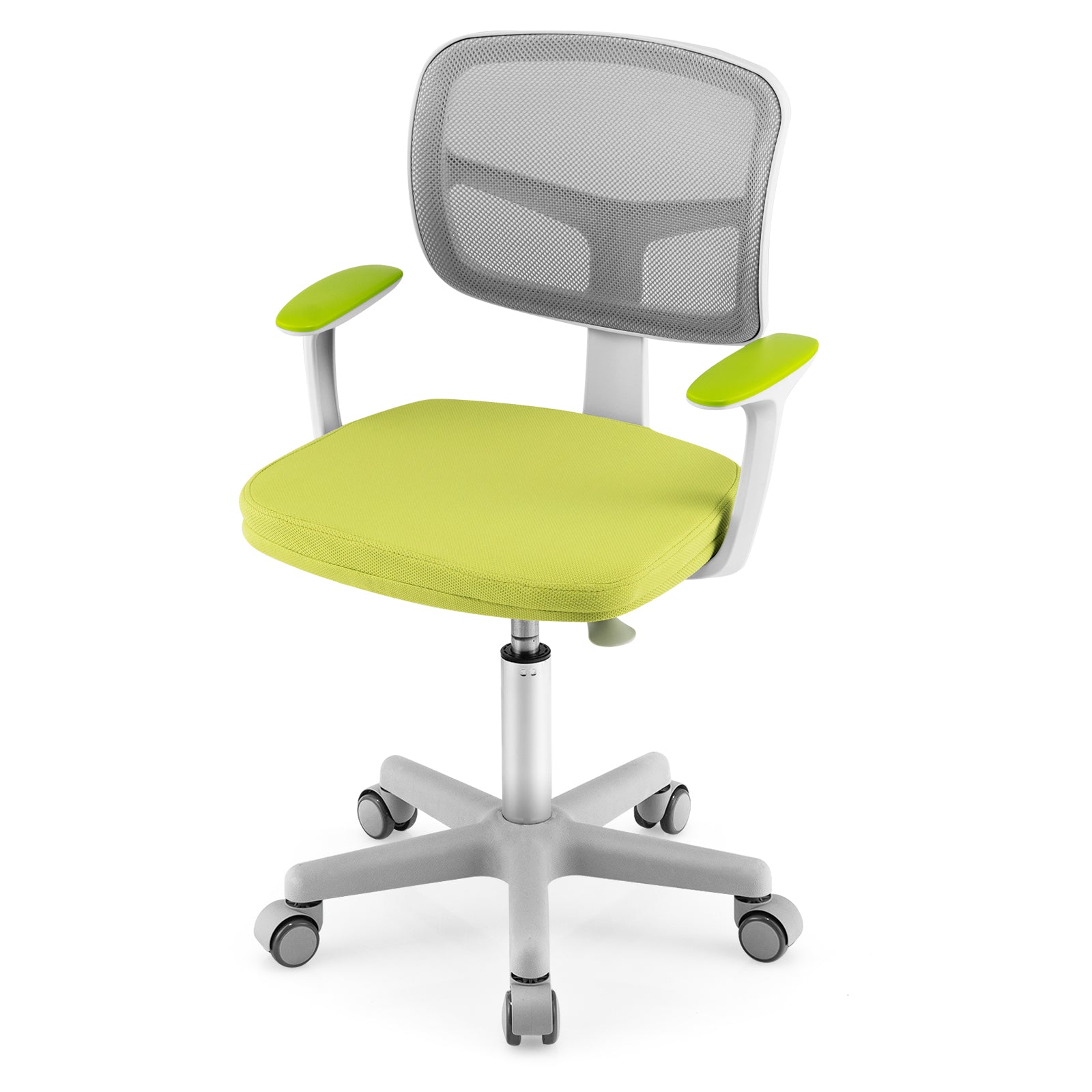 Kids Height-Adjustable Swivel Computer Desk Chair with Lumbar Support-Green
