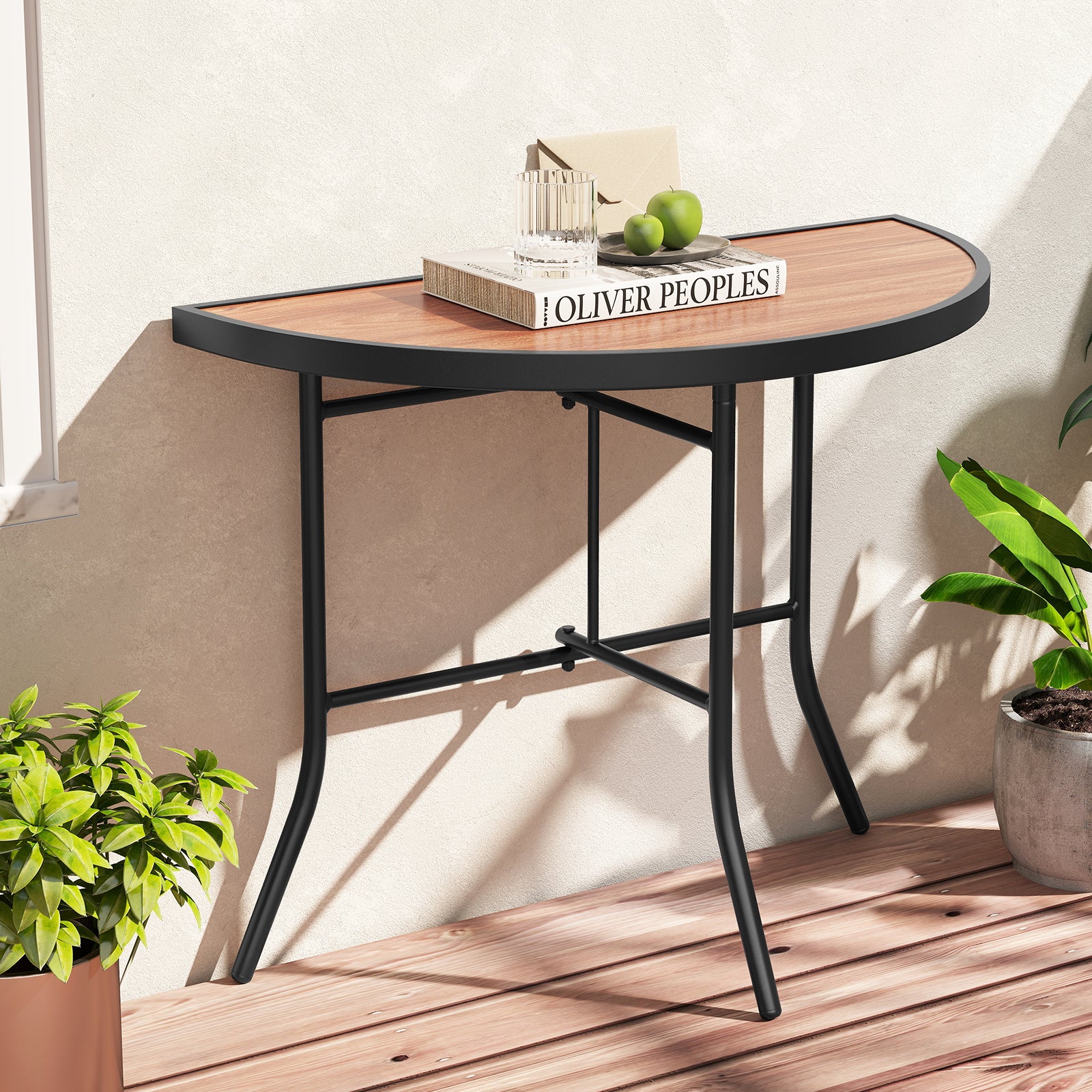 Half-Round Folding Event Table with Metal Frame