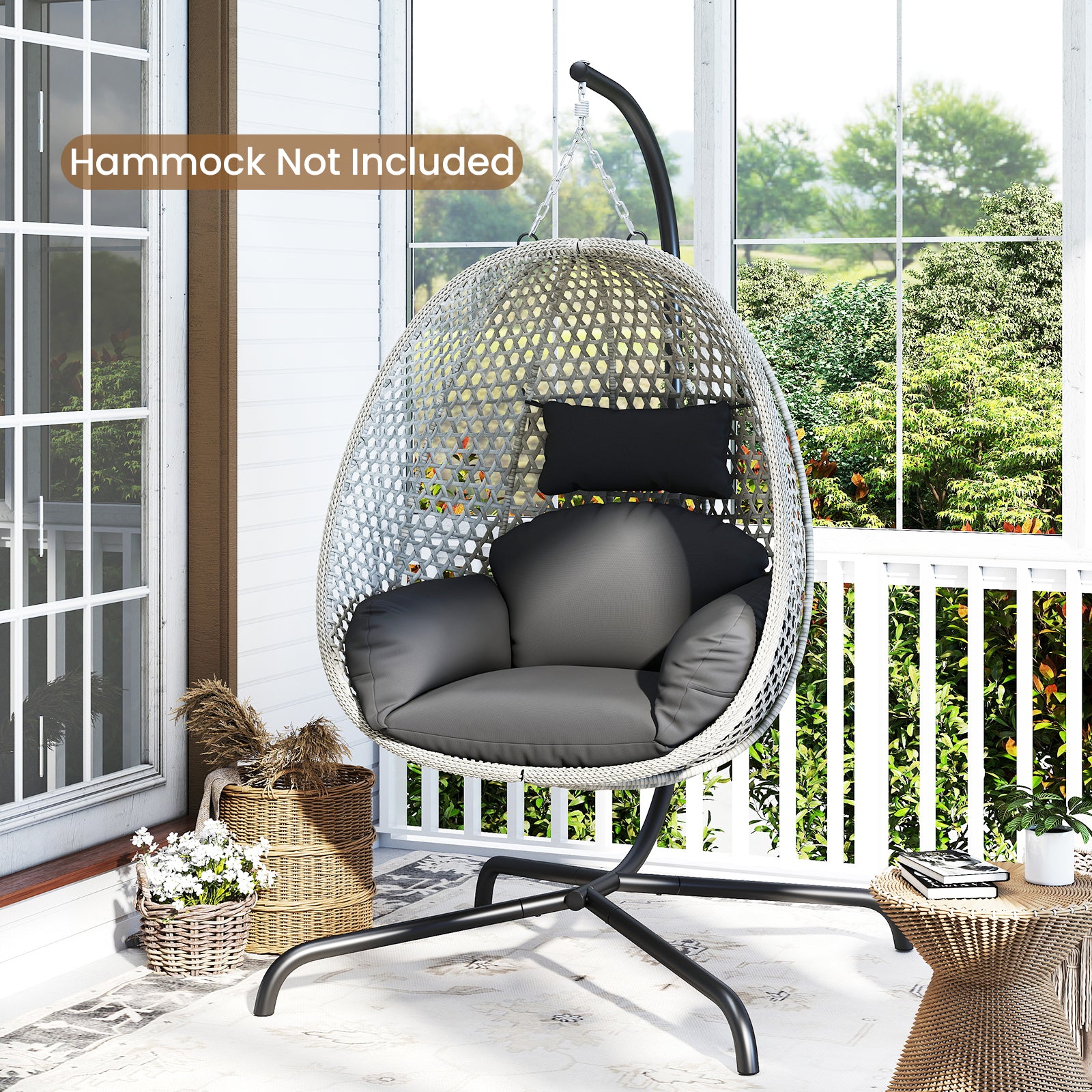 Heavy Duty Metal Hammock C-Stand with Spring Hook and 360¬∞ Rotation