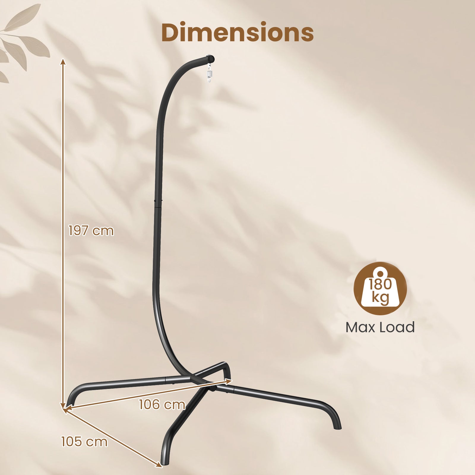 Heavy Duty Metal Hammock C-Stand with Spring Hook and 360¬∞ Rotation