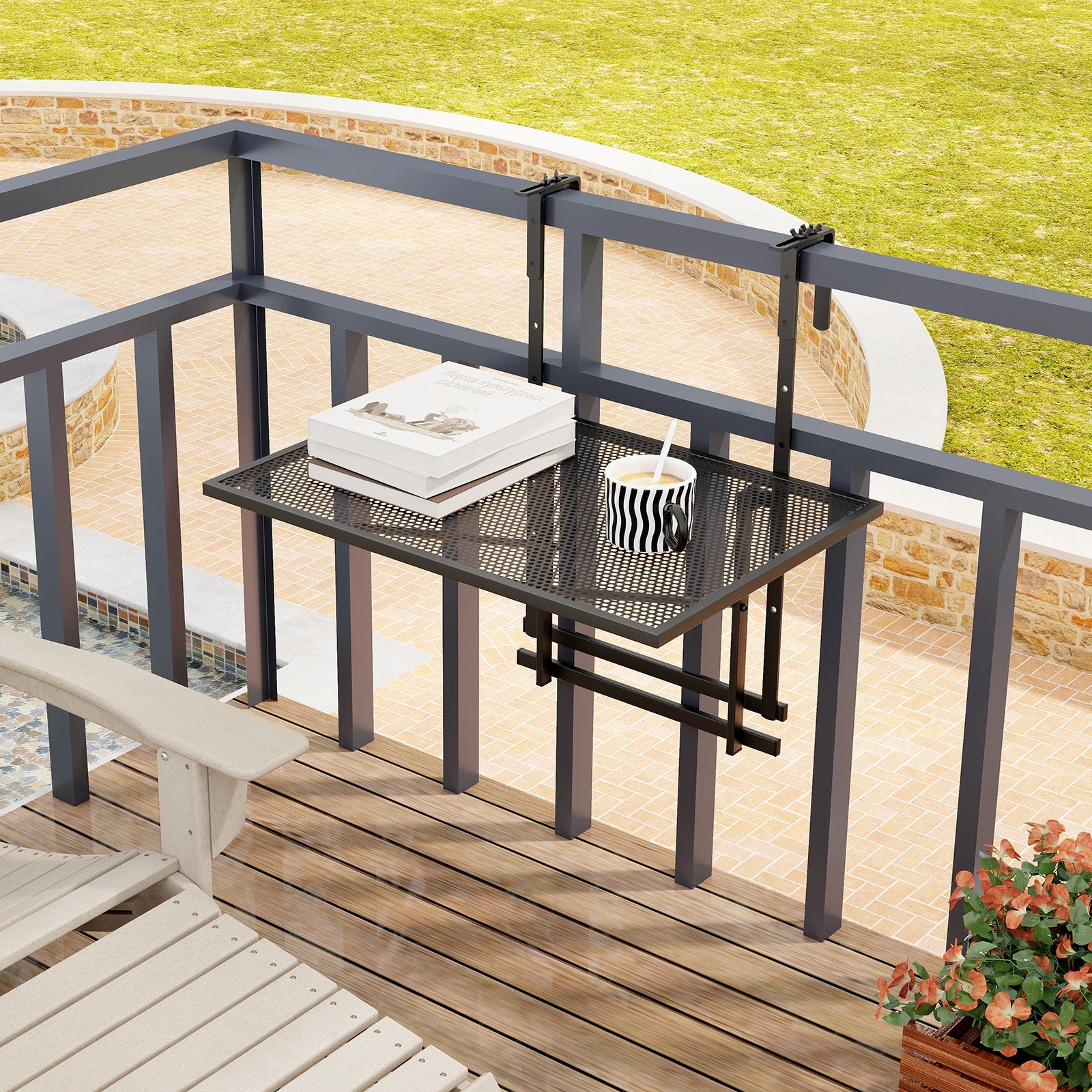 Hanging Foldable Table Floating Desk Planter with Holder