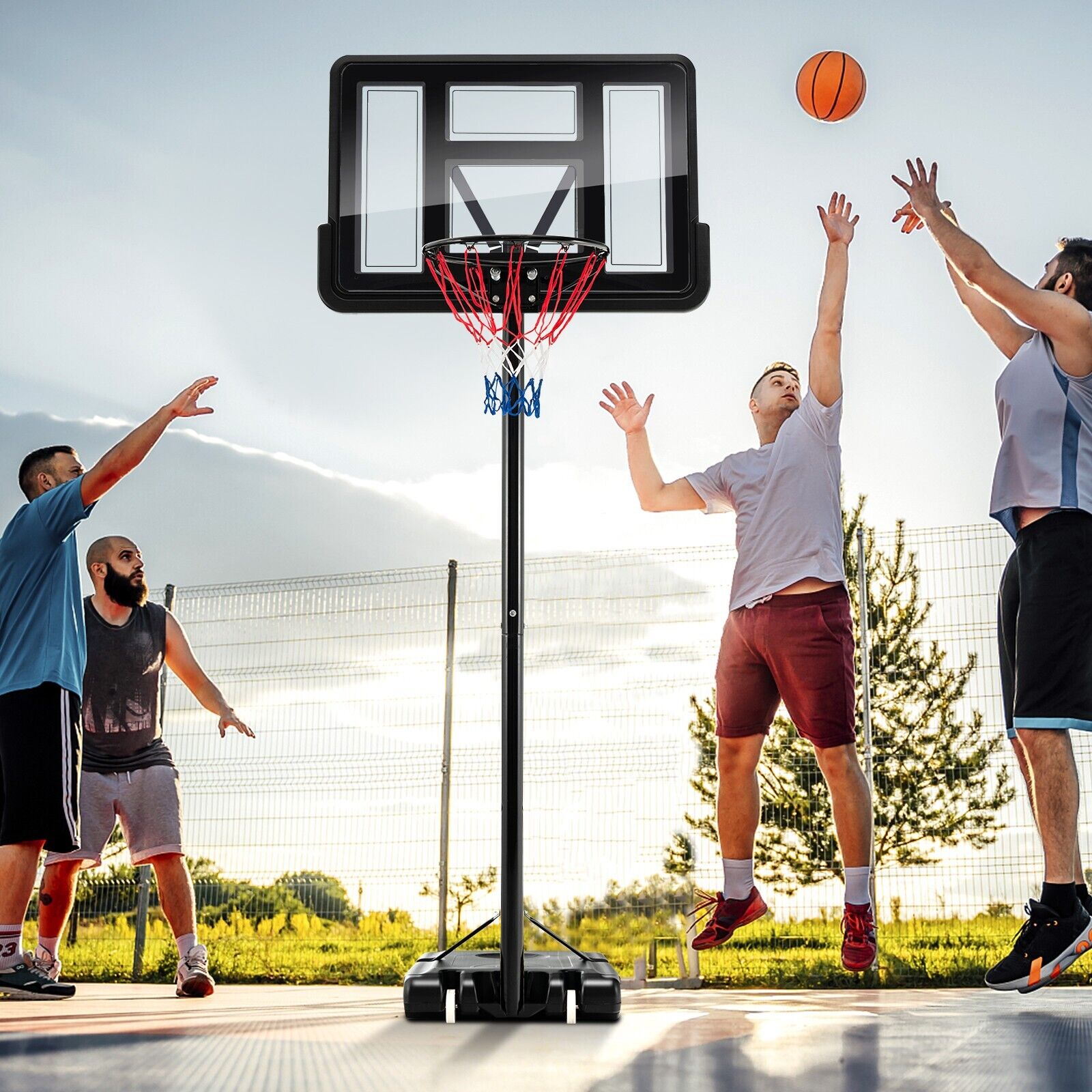 135-305cm Adjustable Basketball Hoop System with 2 Nets