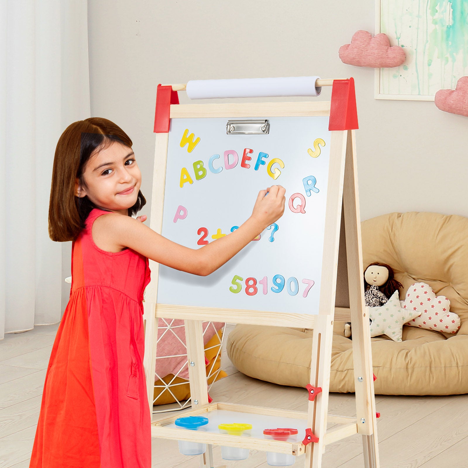 Adjustable Double Sided Kids Wooden Art Easel