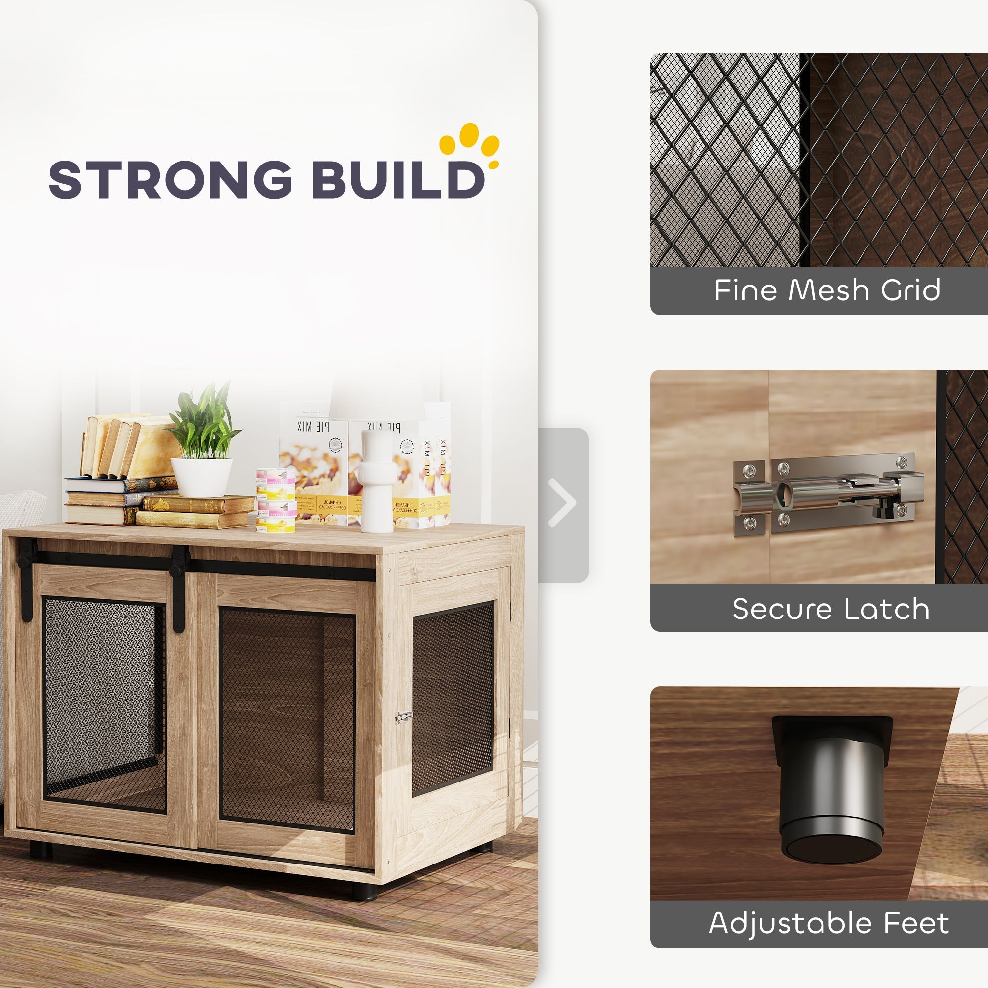 PawHut Dog Crate Furniture with Sliding Door for Medium Dogs, Brown