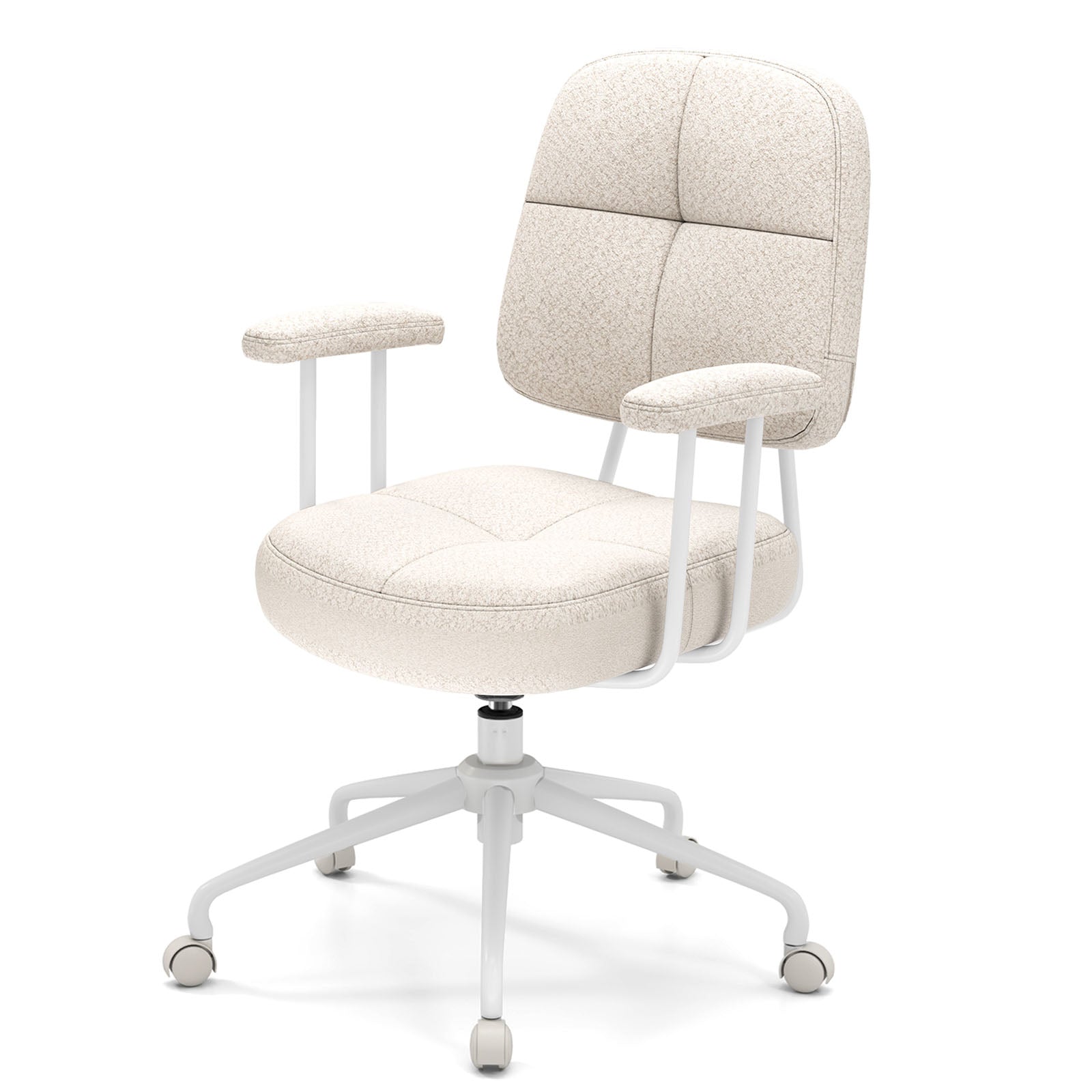 Home Office Chair with Cushioned Back and Rocking Function-Beige