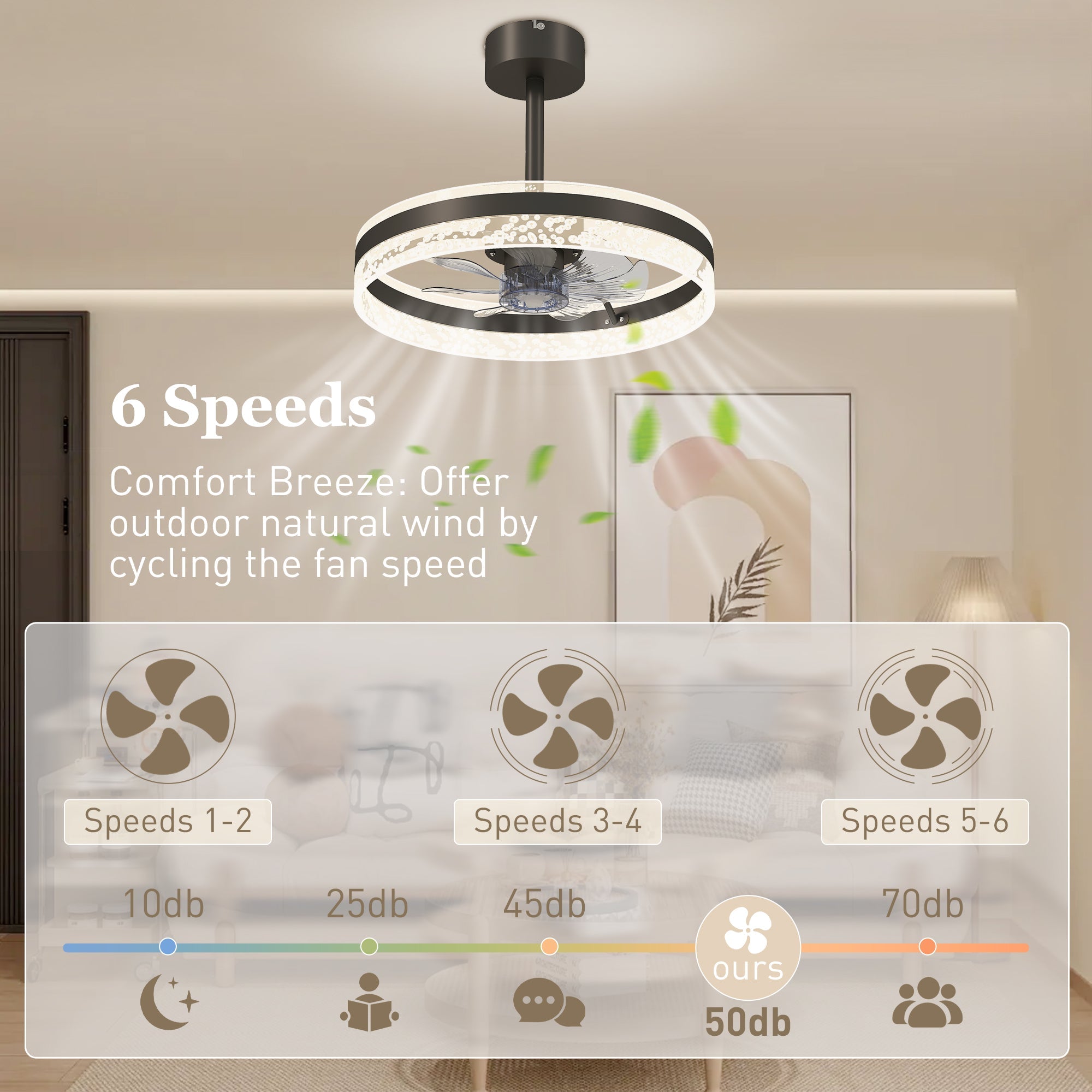 HOMCOM Ceiling Fan with LED Light and Remote - Black