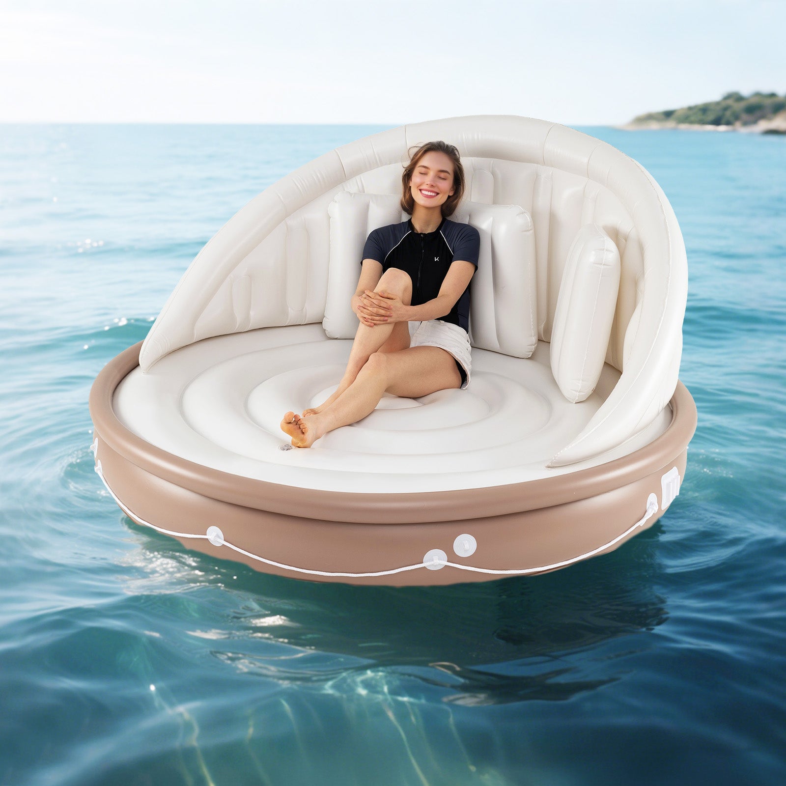 Inflatable Pool Float with Detachable Sunshade Canopy