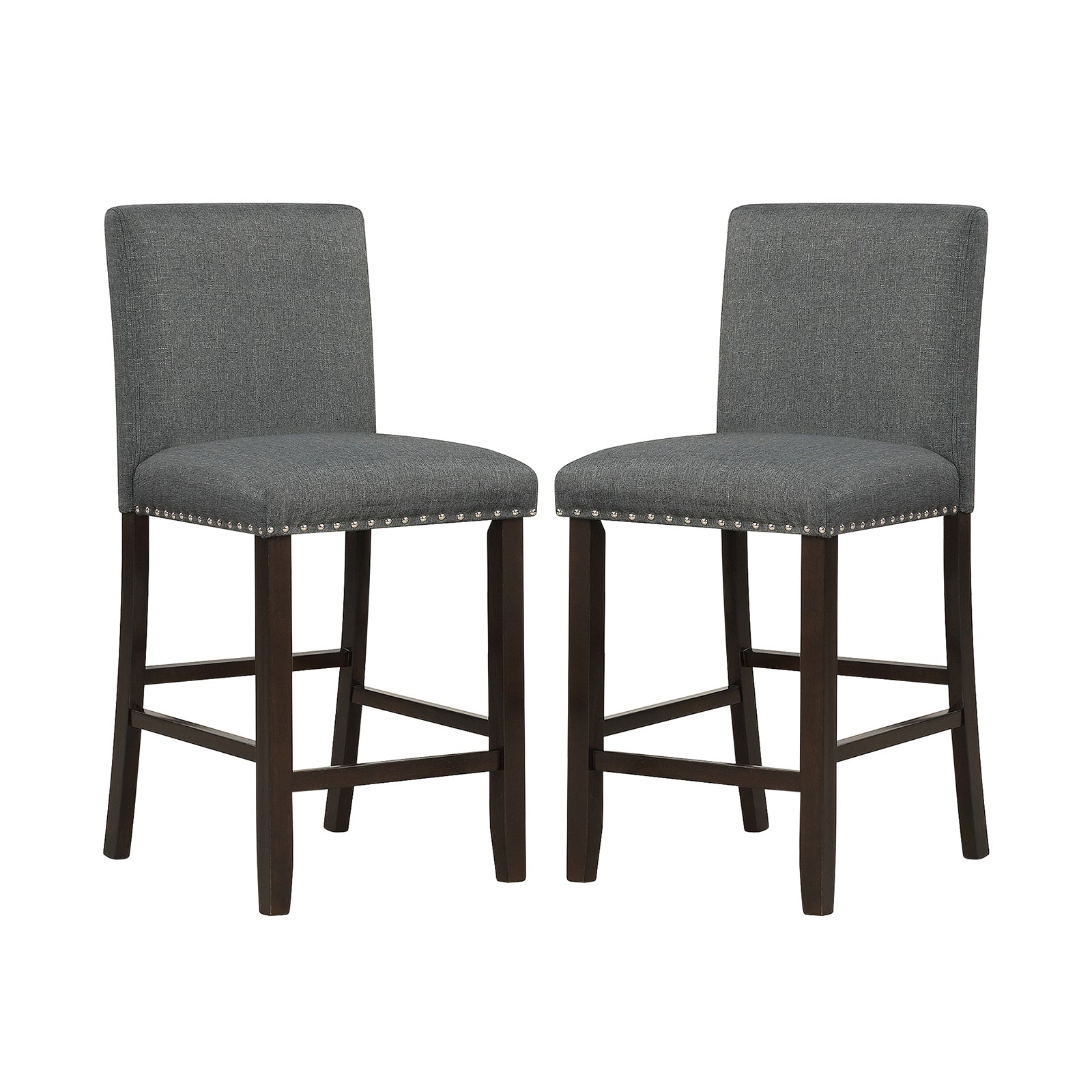 Upholstered Bar Stool Set of 2 for Dining Room Kitchen Restaurant-Grey
