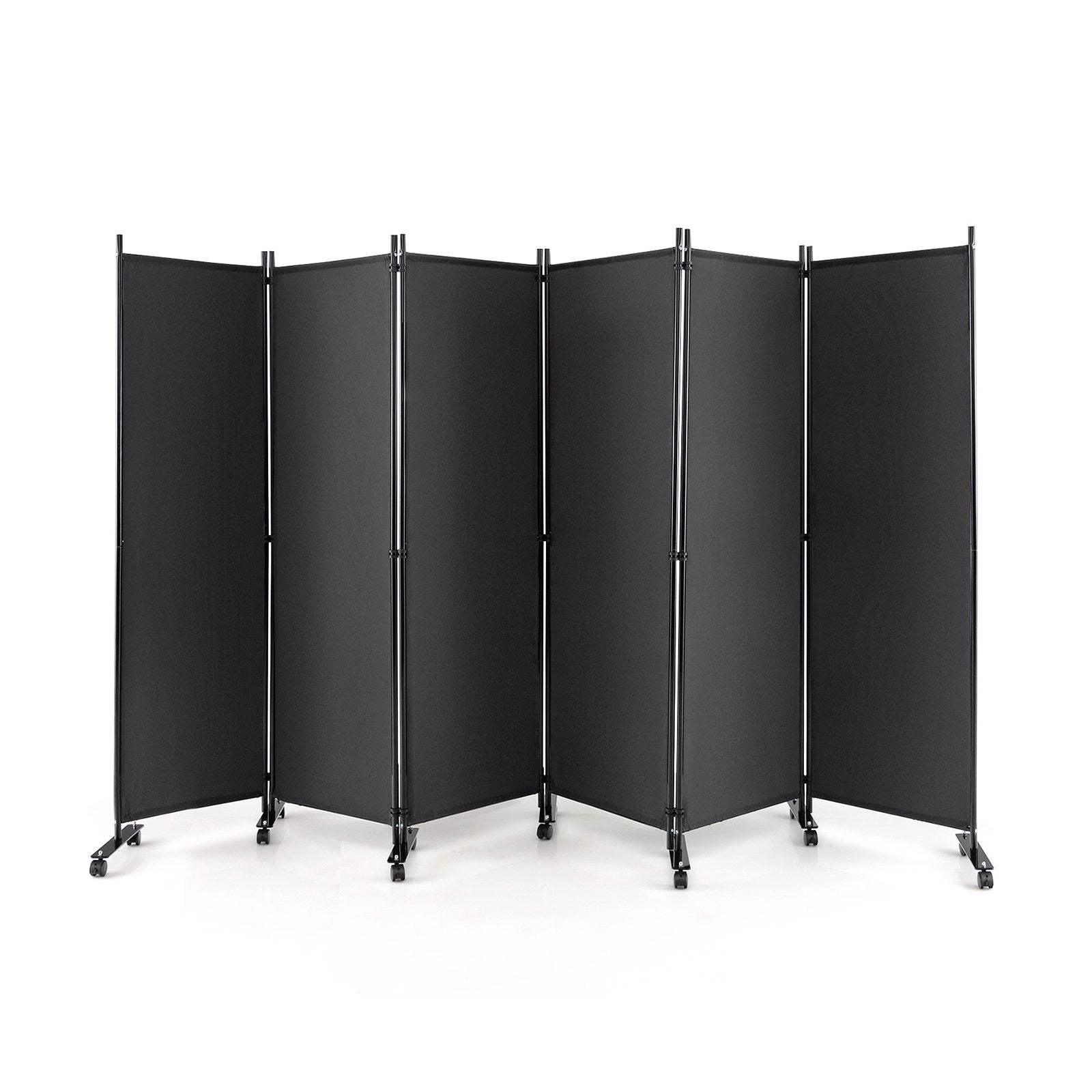 6 Panel Room Divider on Wheels for Indoor-Grey