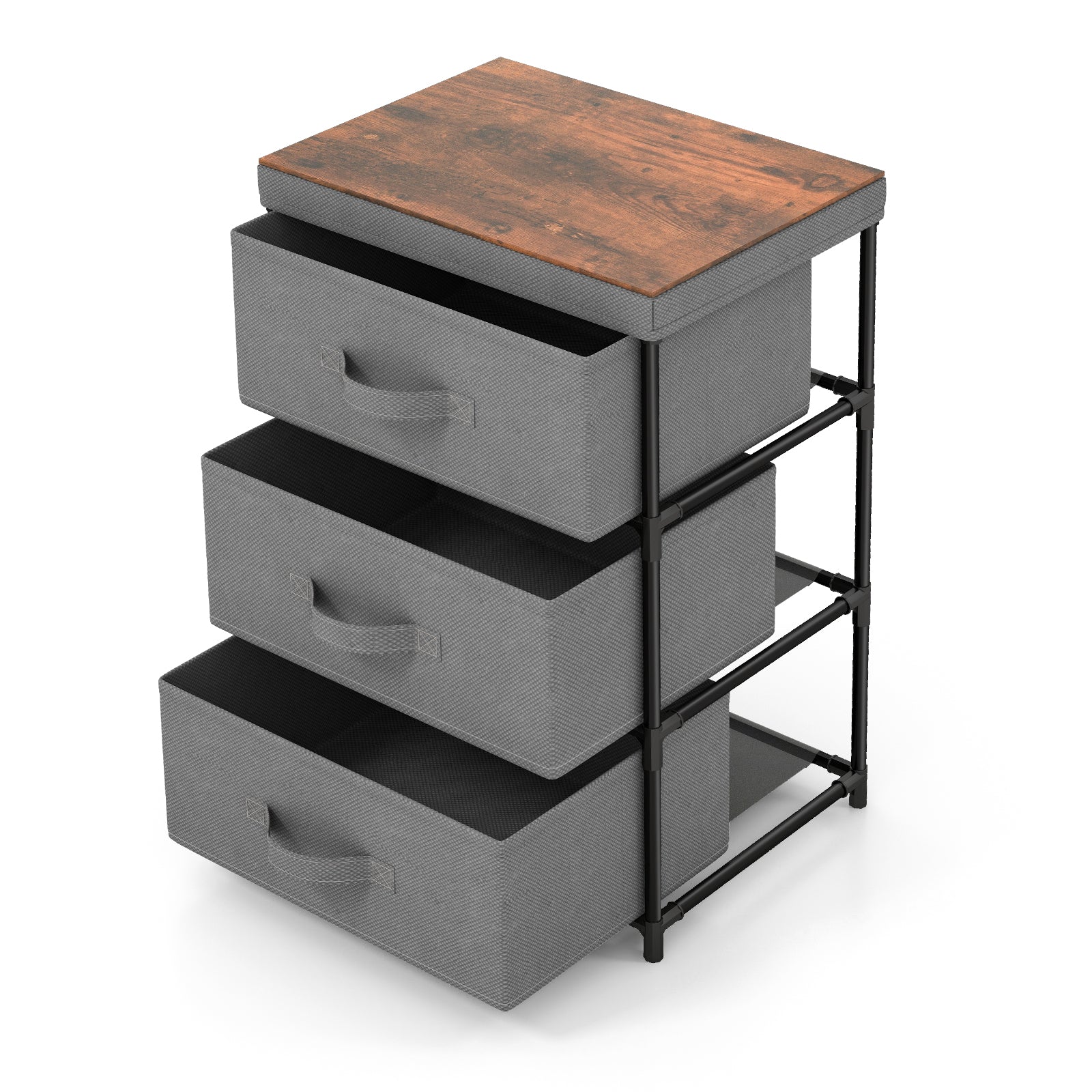 Fabric Storage Organizer Tower Unit with Removable Lid-Grey