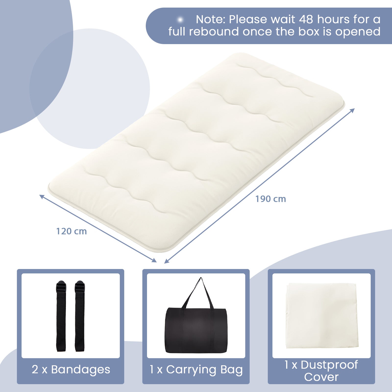 Japanese Floor Mattress with Washable Cover and Carry Bag-Beige-Compact Double