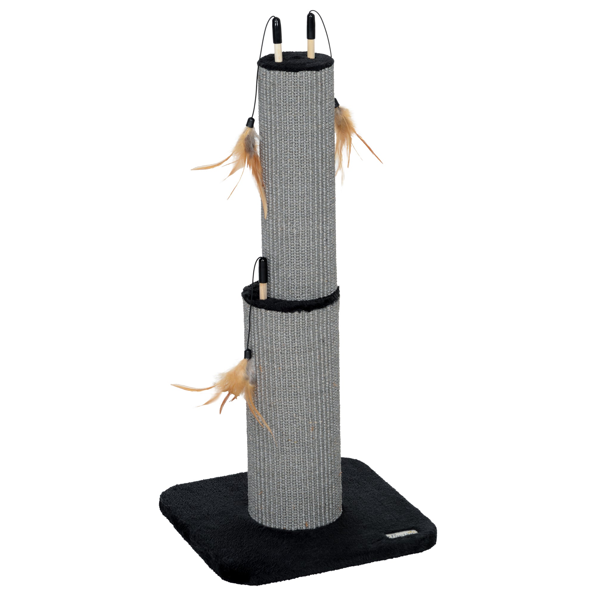 PawHut 78cm 2-in-1 Cat Scratching Post with 3 Toy Feathers, Black