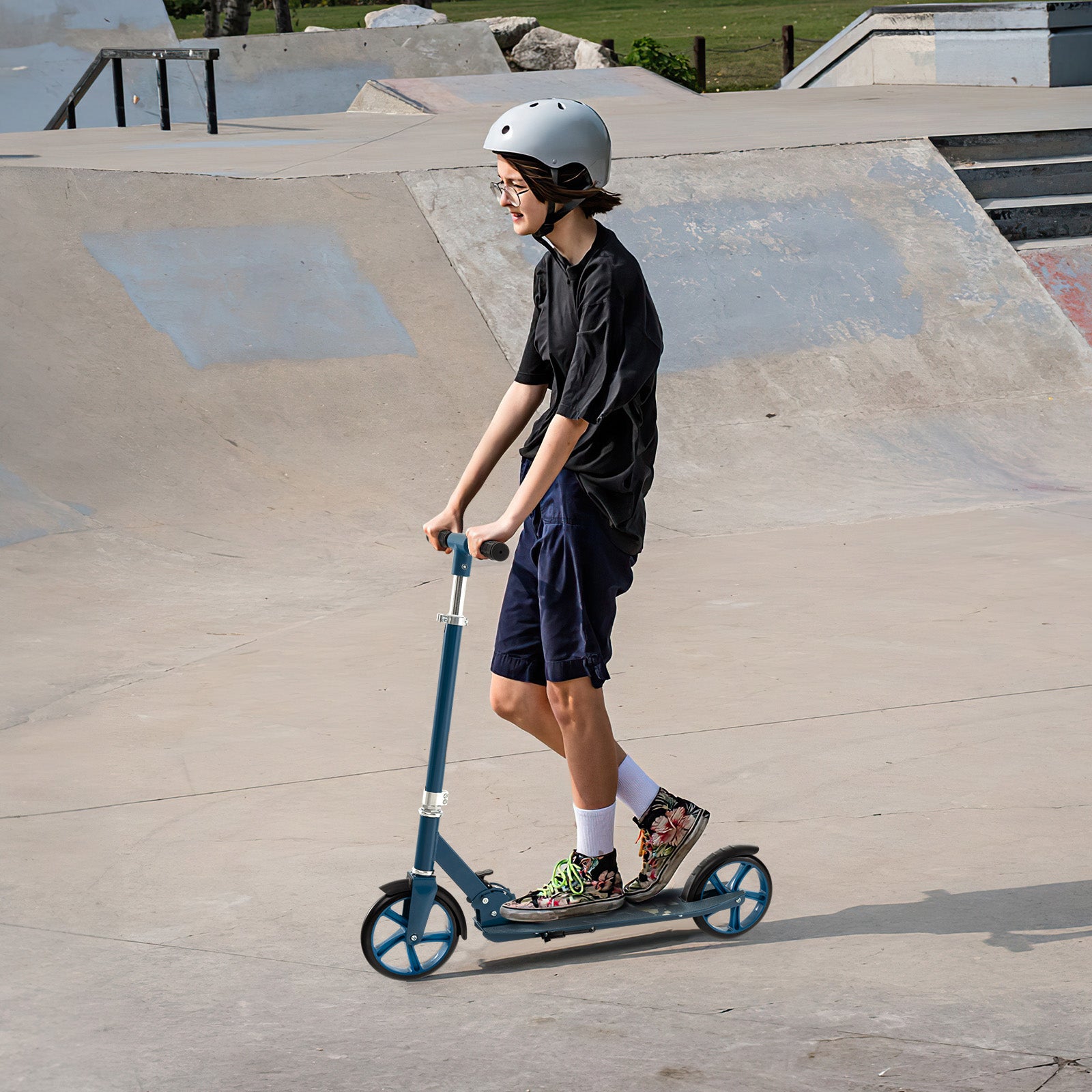 Kick Scooter with adjustable heights for Teens and Adults -Blue