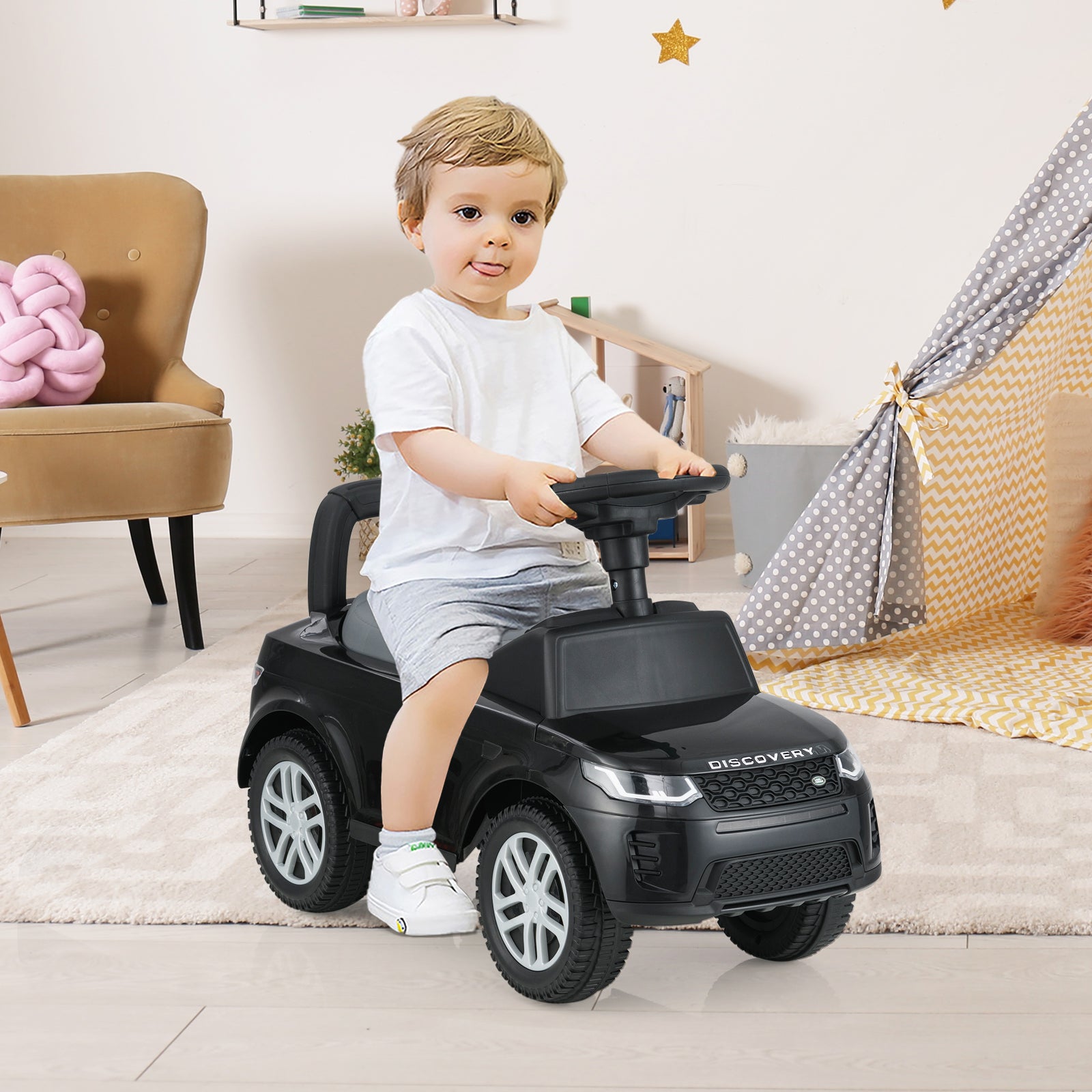 Kids Ride On Push Car Foot-to-Floor Walking Sliding Toy Car-Black