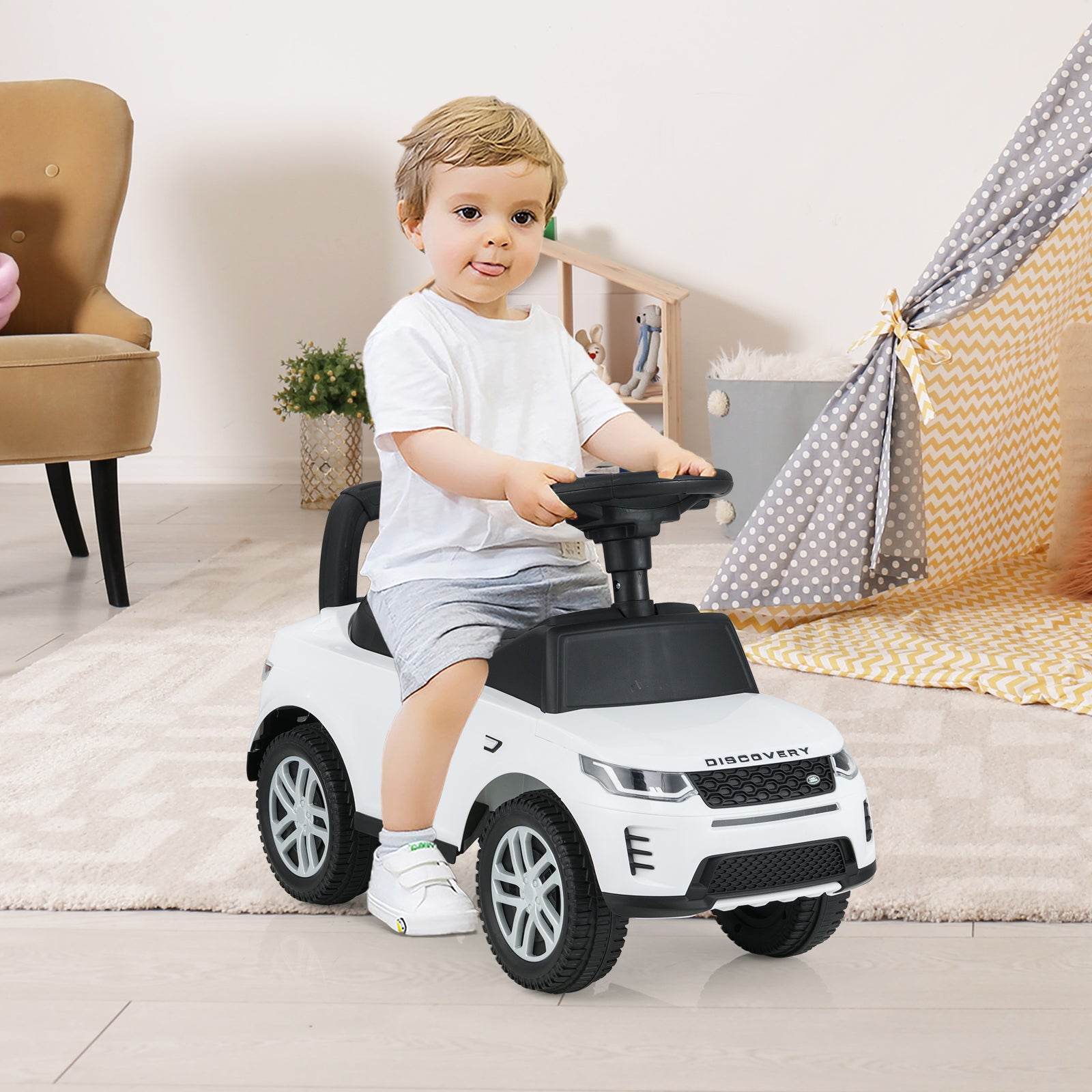 Kids Ride On Push Car Foot-to-Floor Walking Sliding Toy Car-White
