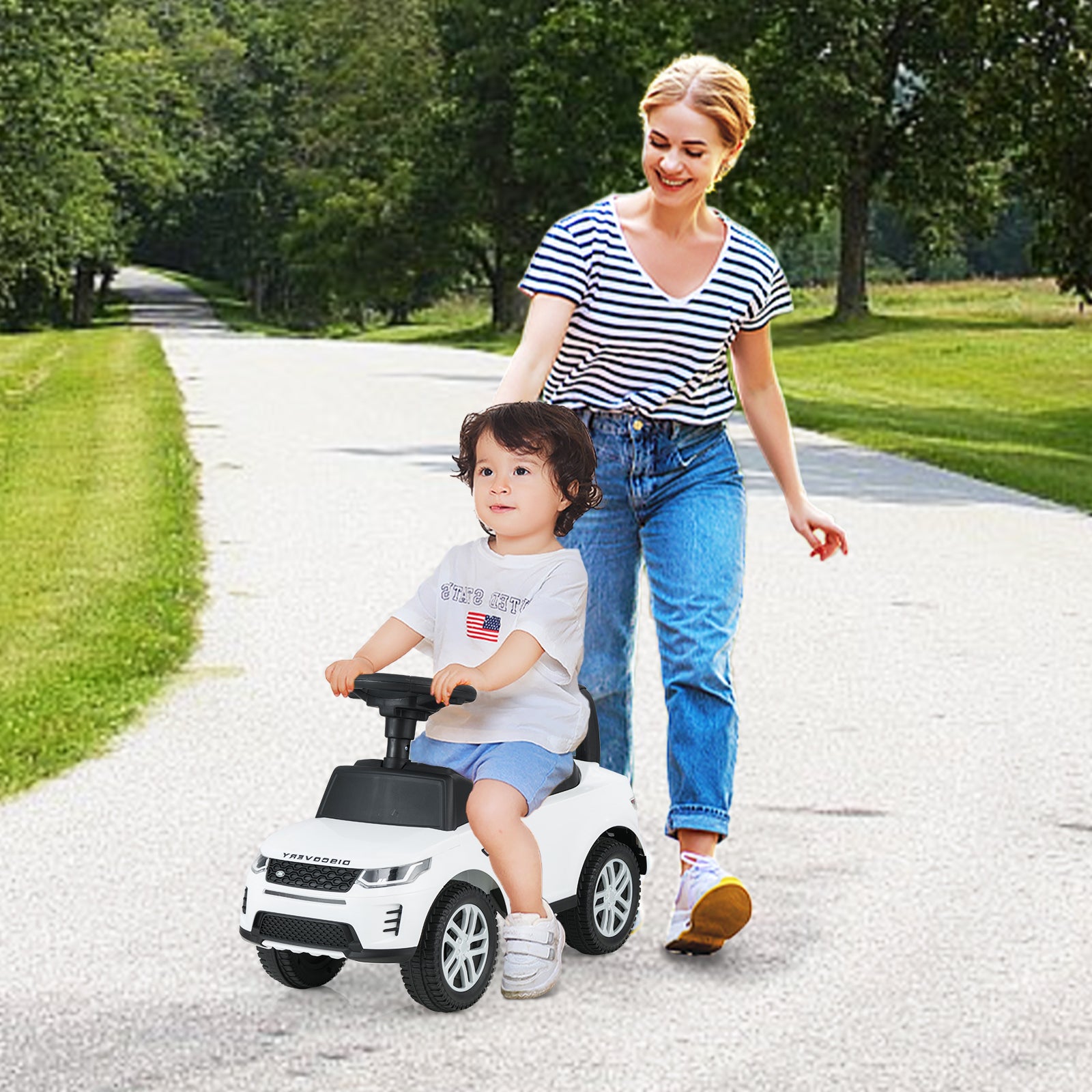 Kids Ride On Push Car Foot-to-Floor Walking Sliding Toy Car-White