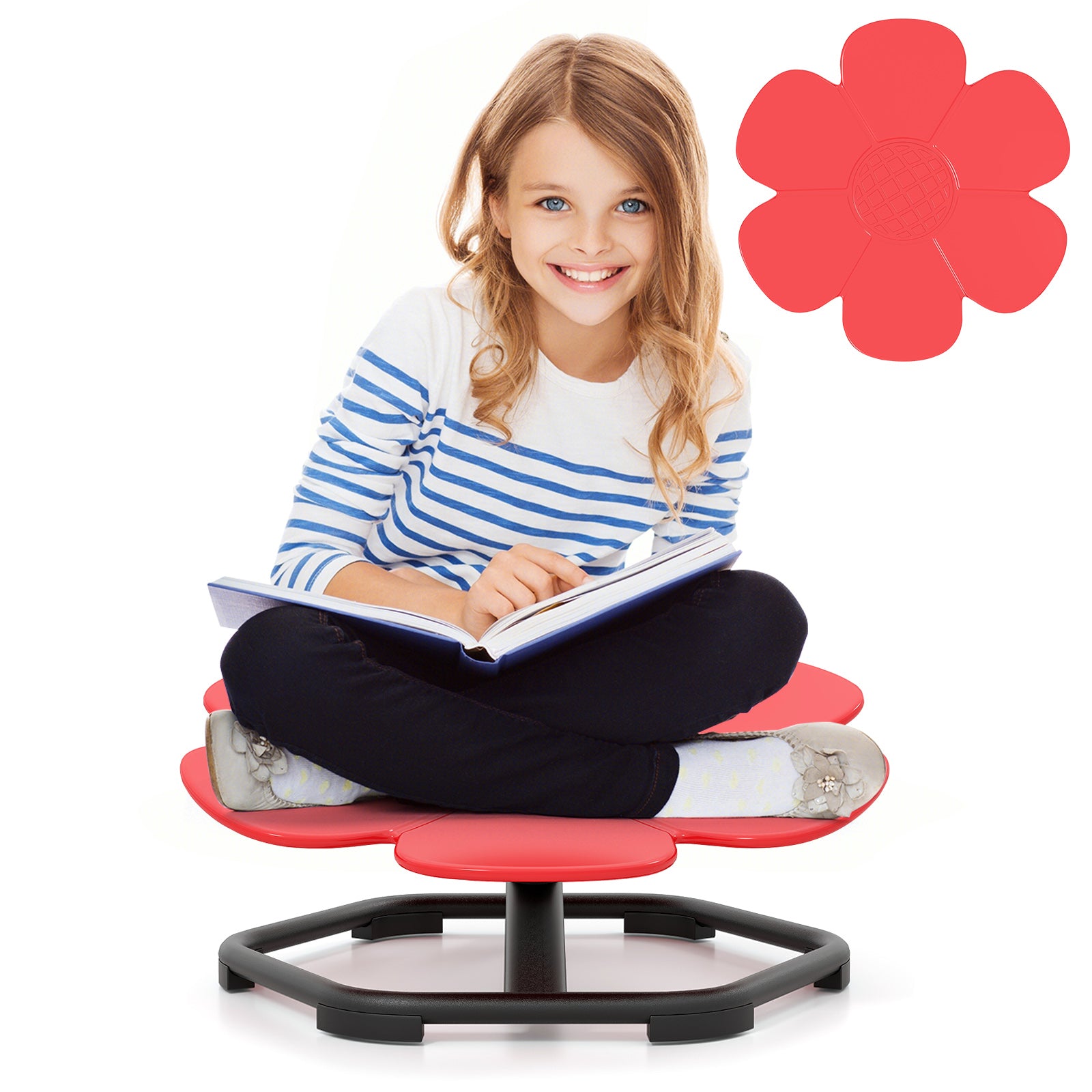 Kids Sensory Swivel Chair Elephant Petal 360¬∞ Spinning Chair-B-Red