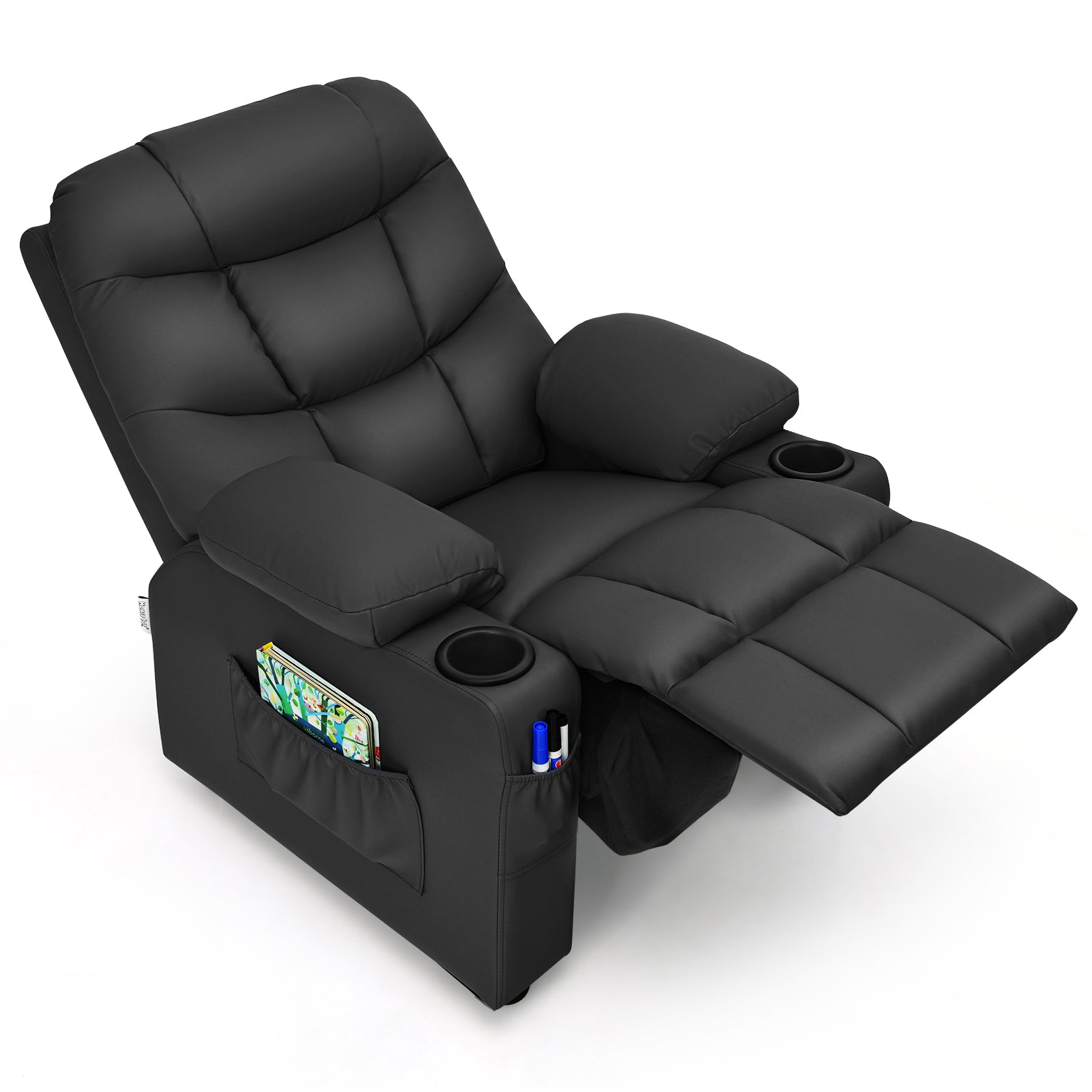 Kids Youth Toddler Upholstered Lounge Recliner Chai with Footrest-Black