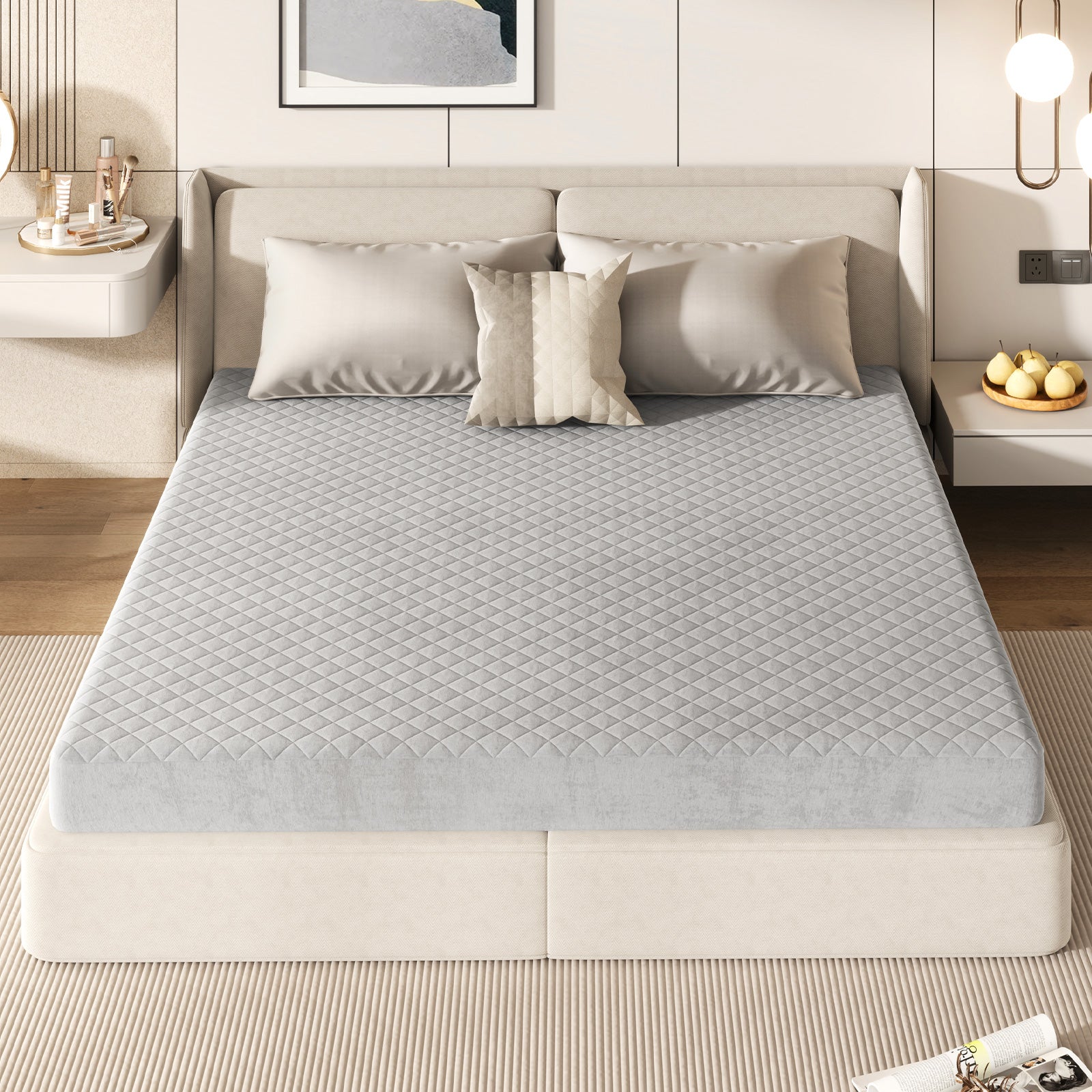 Twin/Queen/King Size Luxury Super Soft Velvet Mattress Protector-King Size