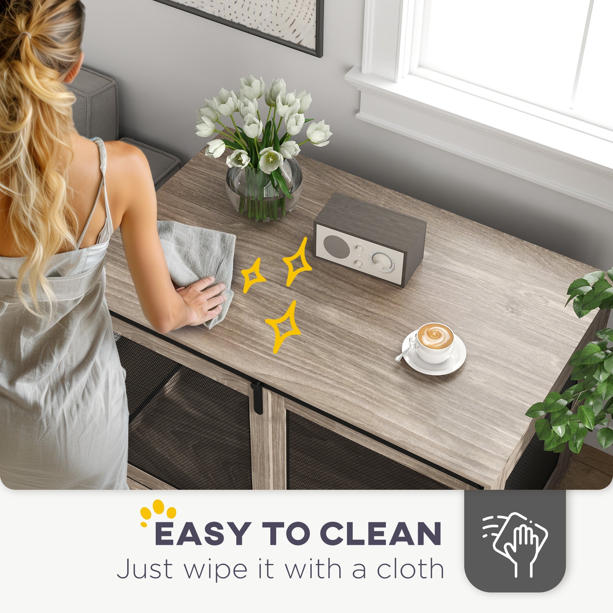 PawHut Dog Crate Furniture with Sliding Door for XL Dogs, Brown