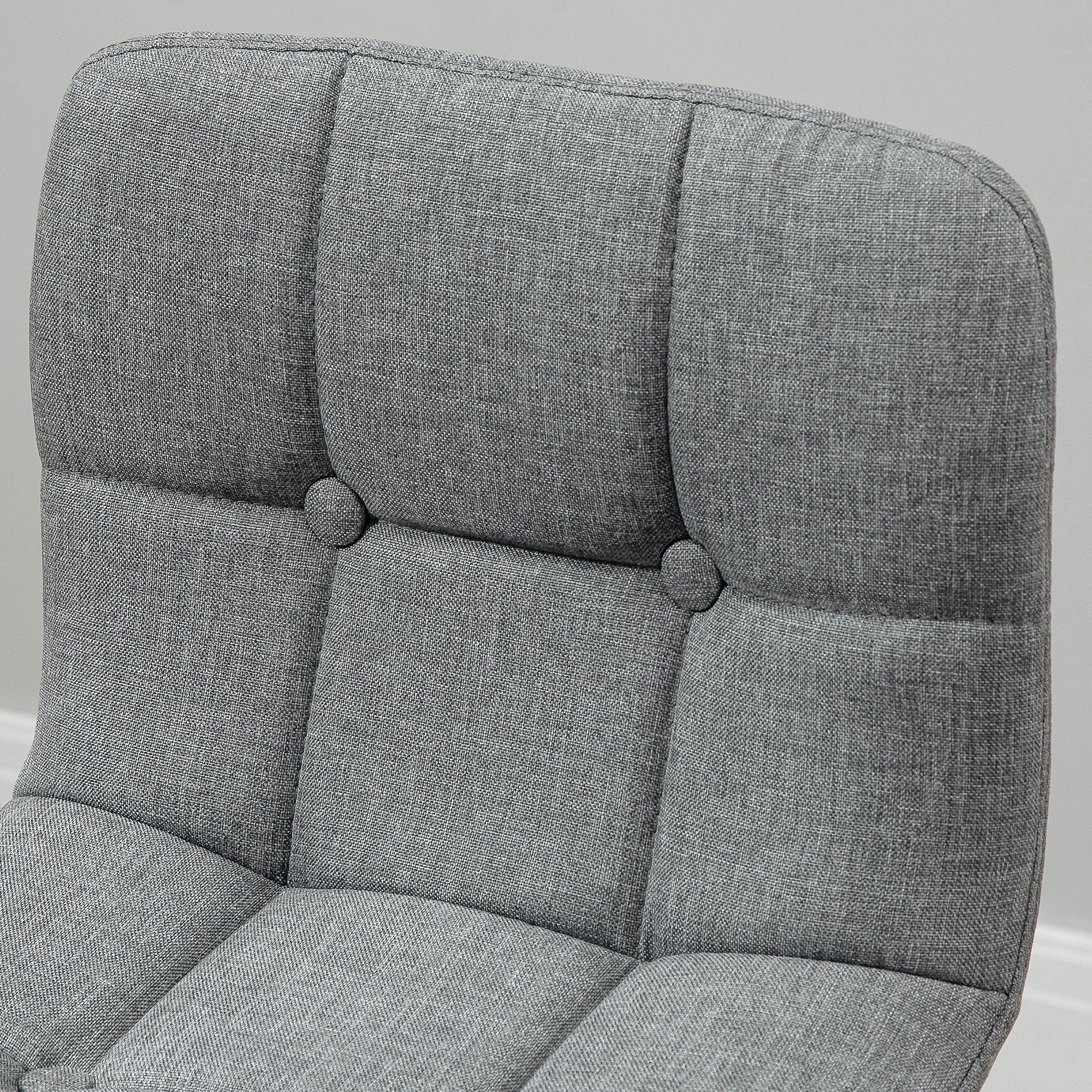 HOMCOM Breakfast Bar Stool Set of 2 Armless Button-Tufted Counter Height Bar Chairs with Wood Legs & Footrest, Grey