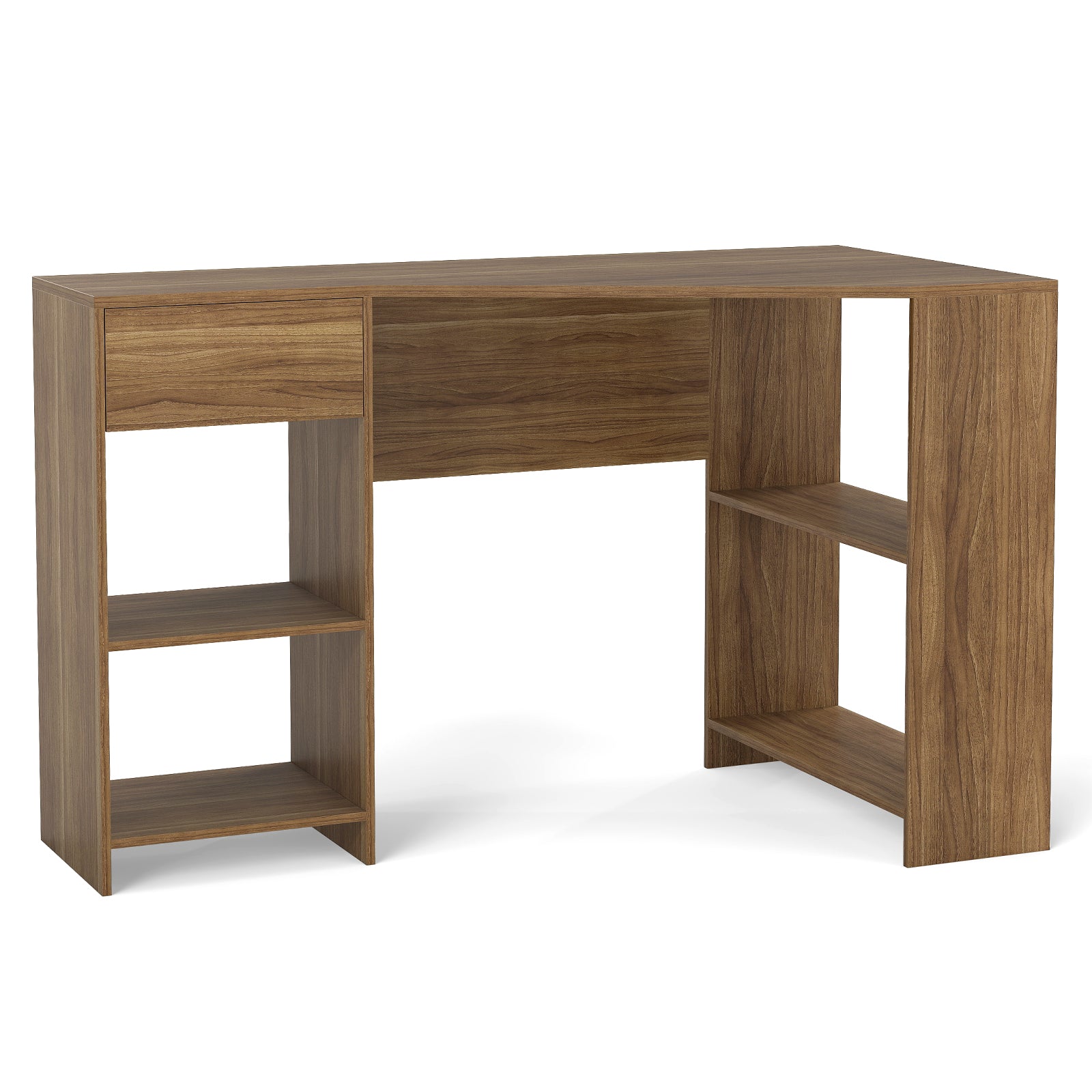 L-Shaped Computer Desk with Storage and Open Shelves for Living Room Bedroom-Natural
