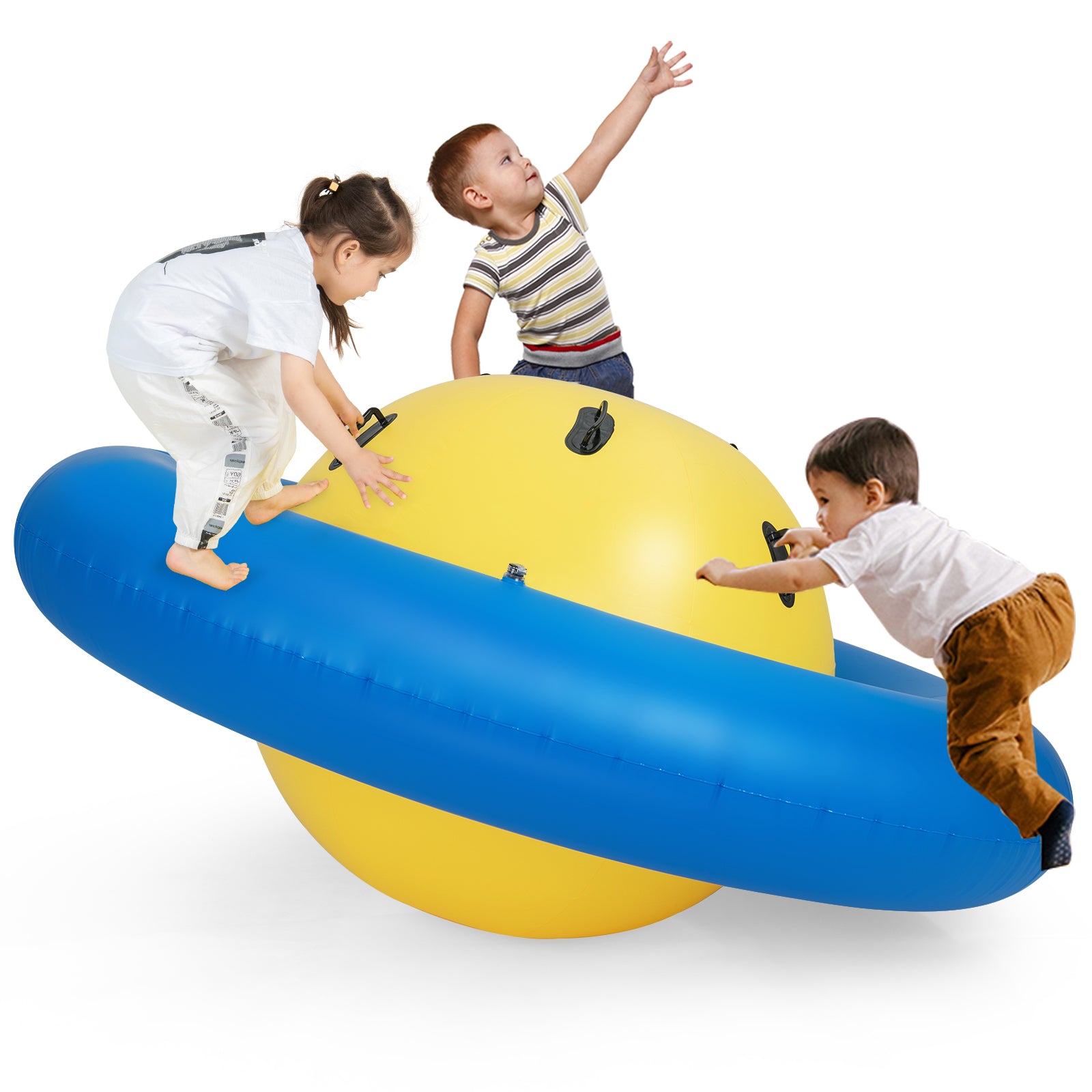 Inflatable Dome Rocker Bouncer for Kids with 6 Built-in Handles-Yellow