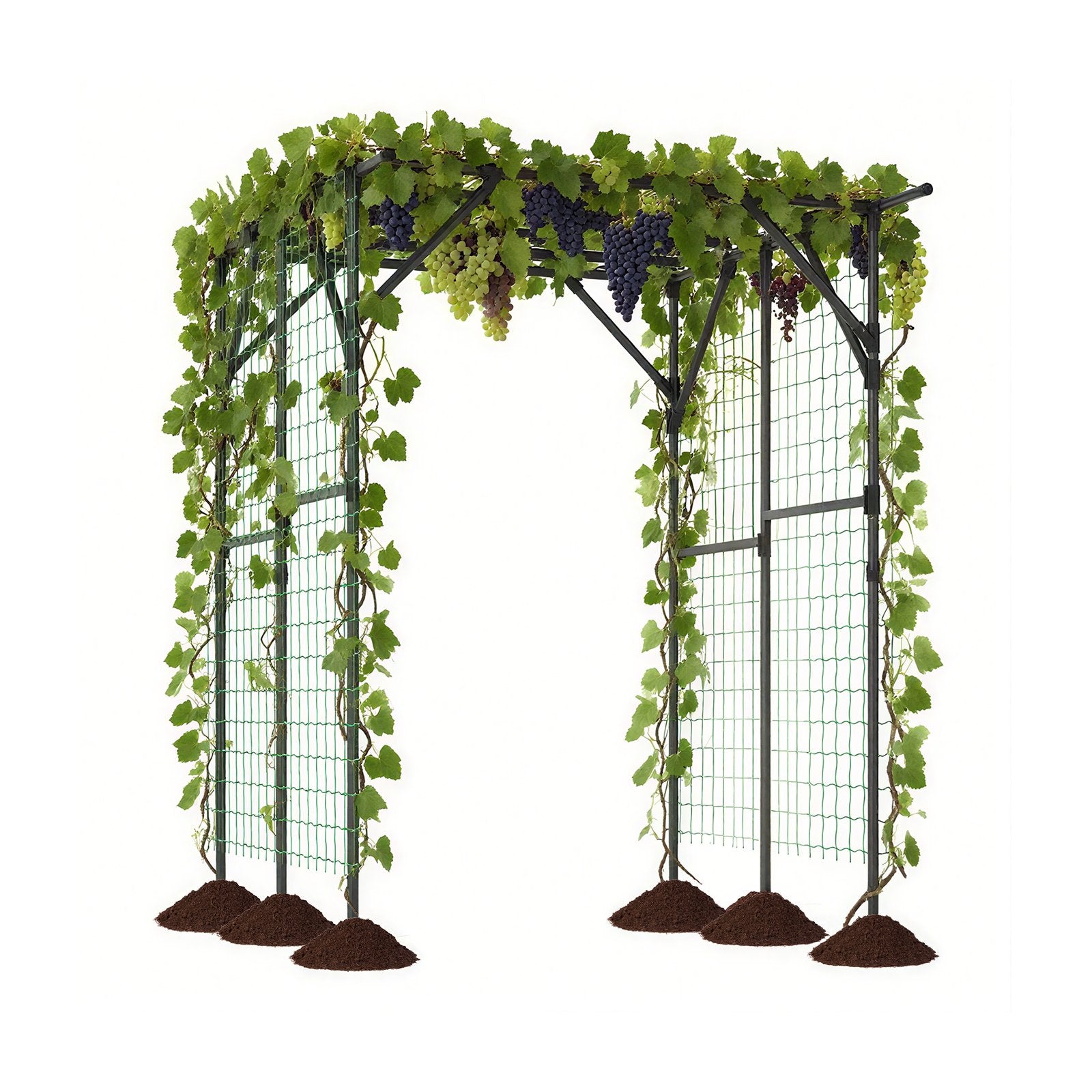 200 x 150 x 197 cm Large Garden Arch Trellis with Rustproof PE-Coated-Black