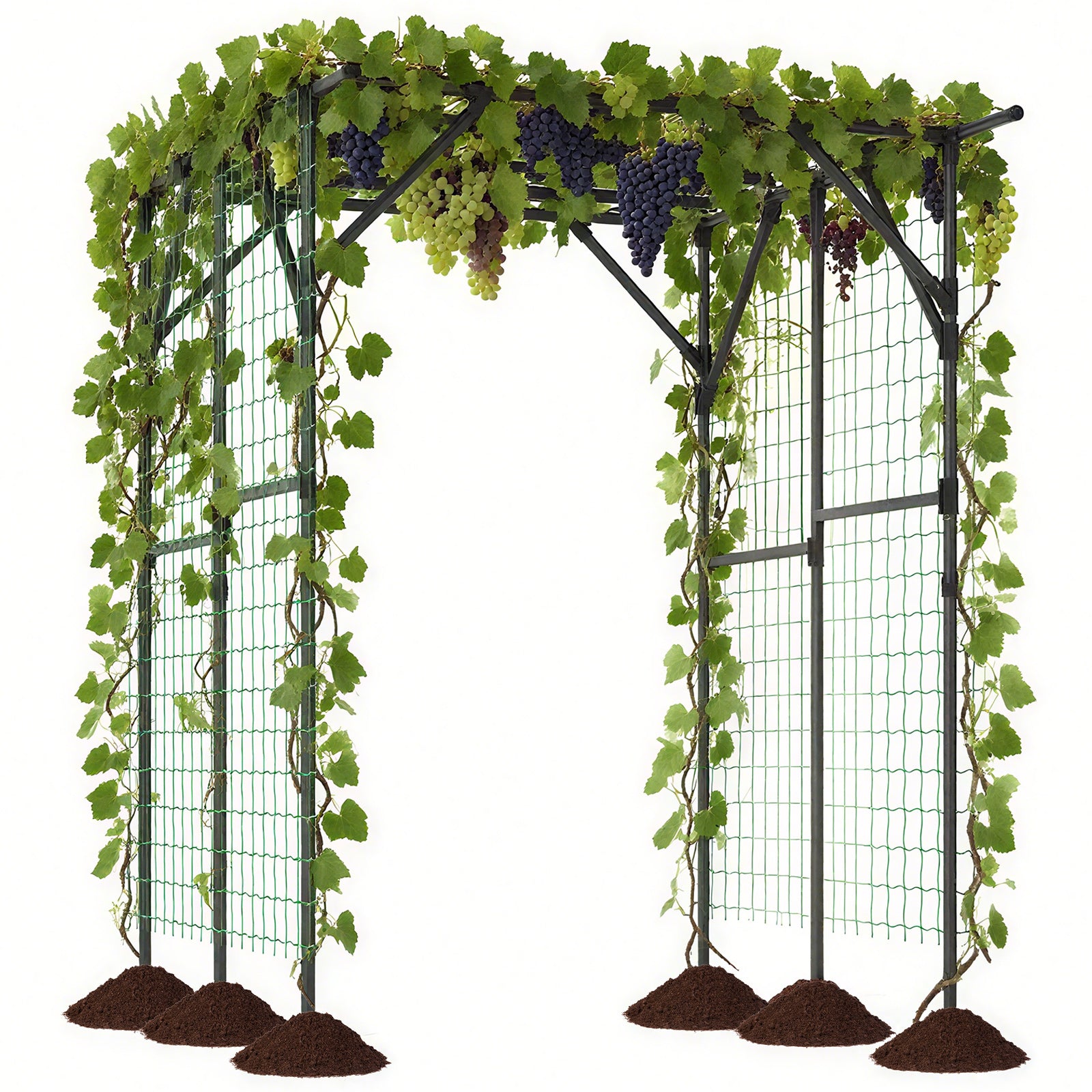 200 x 150 x 197 cm Large Garden Arch Trellis with Rustproof PE-Coated-Black