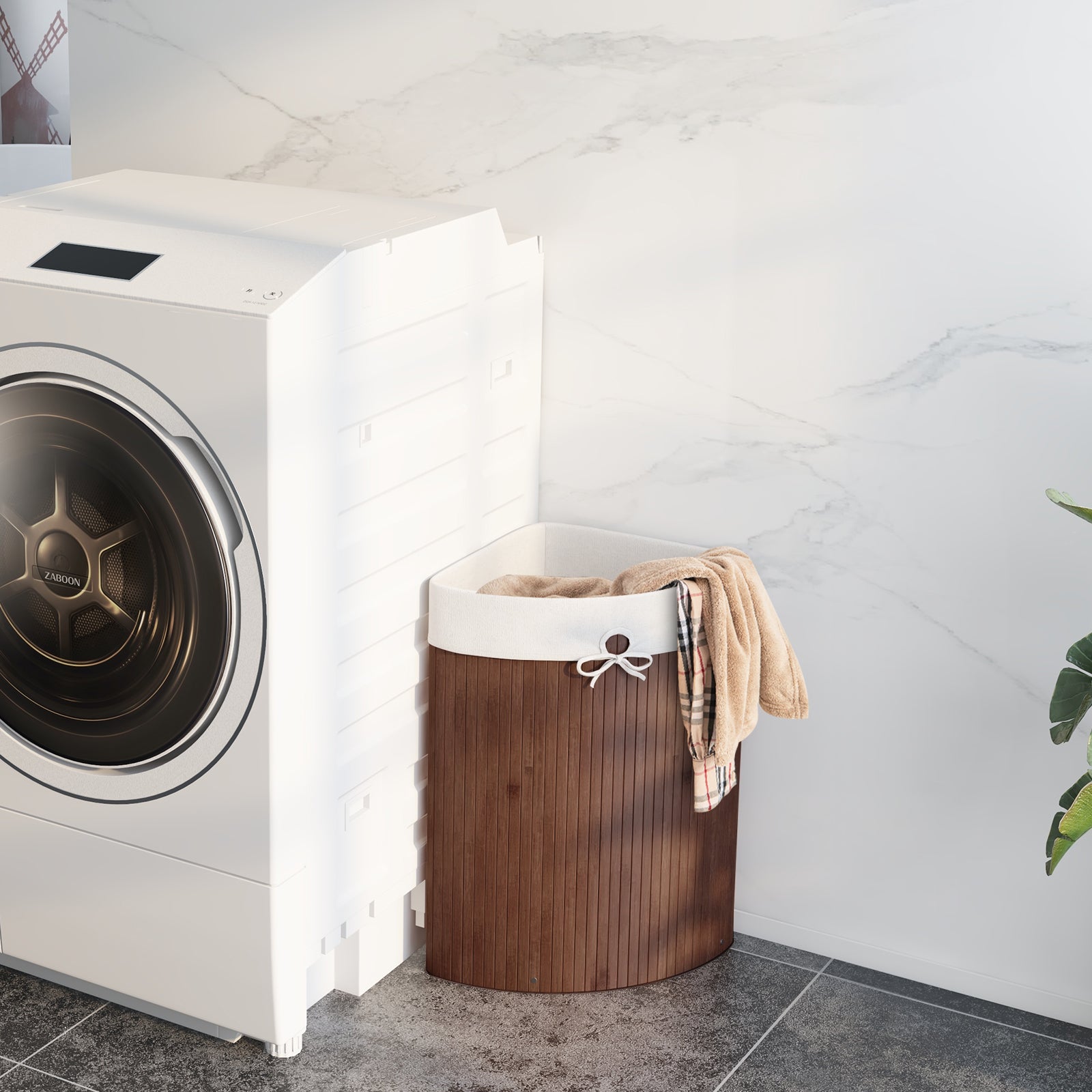 Laundry Hamper with Lid for Small Space-Coffee