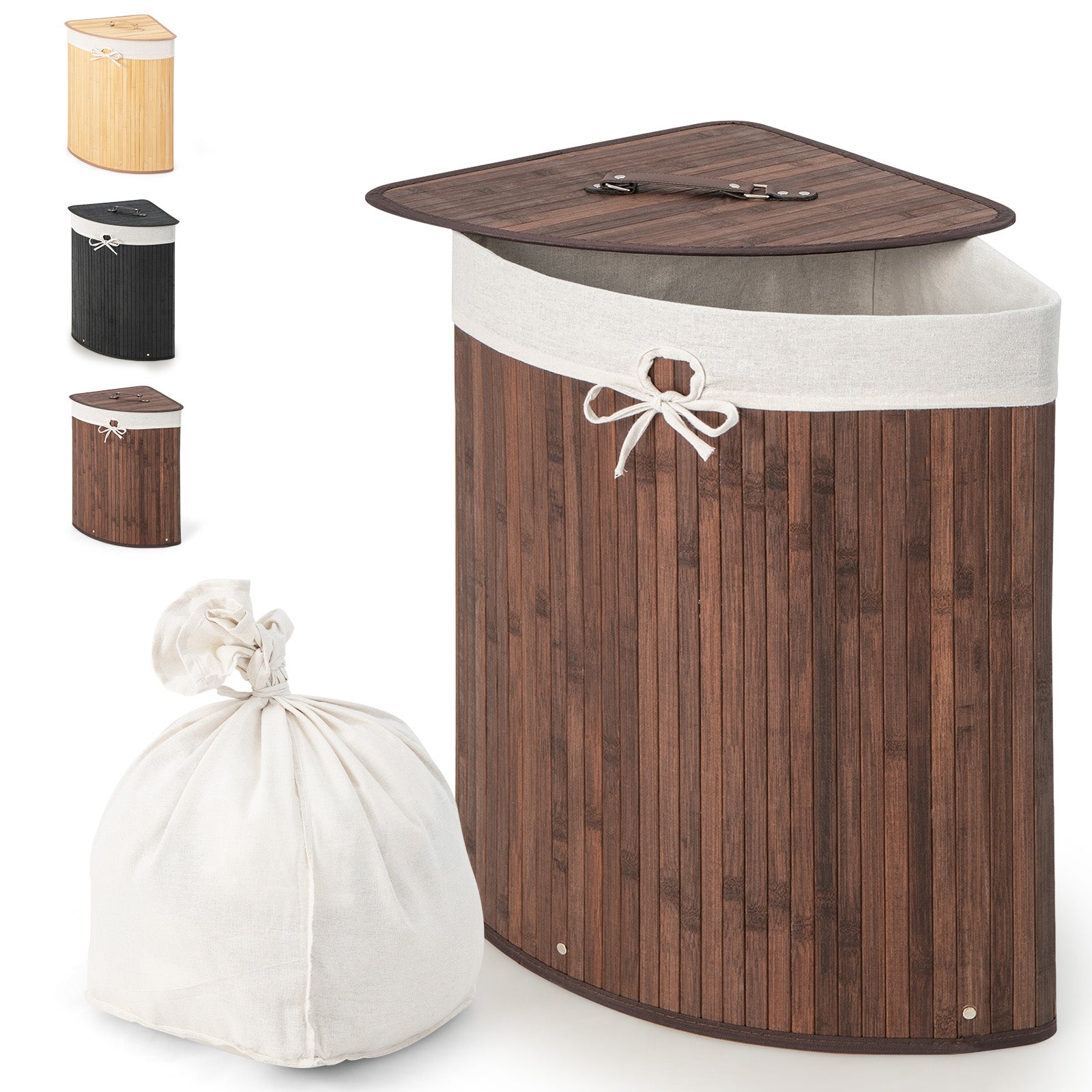 Laundry Hamper with Lid for Small Space-Coffee