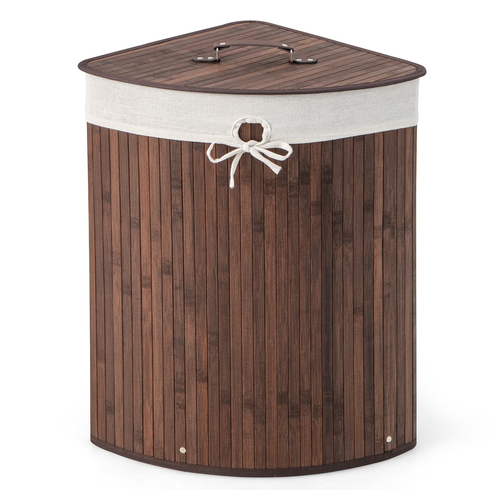 Laundry Hamper with Lid for Small Space-Coffee