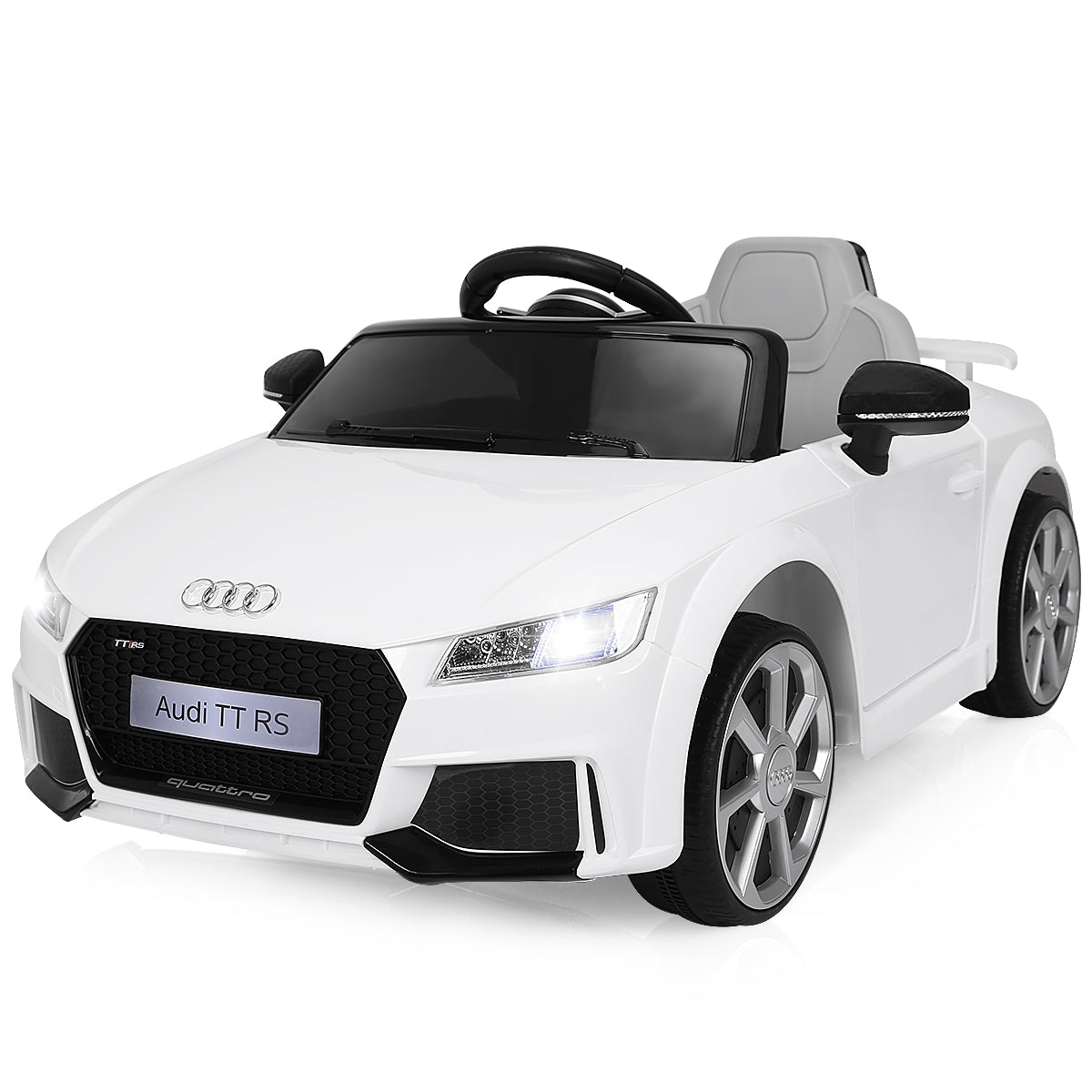 Licensed Audi TTRS 12V Battery-Powered Vehicle with 2 Motors MP3 music-White