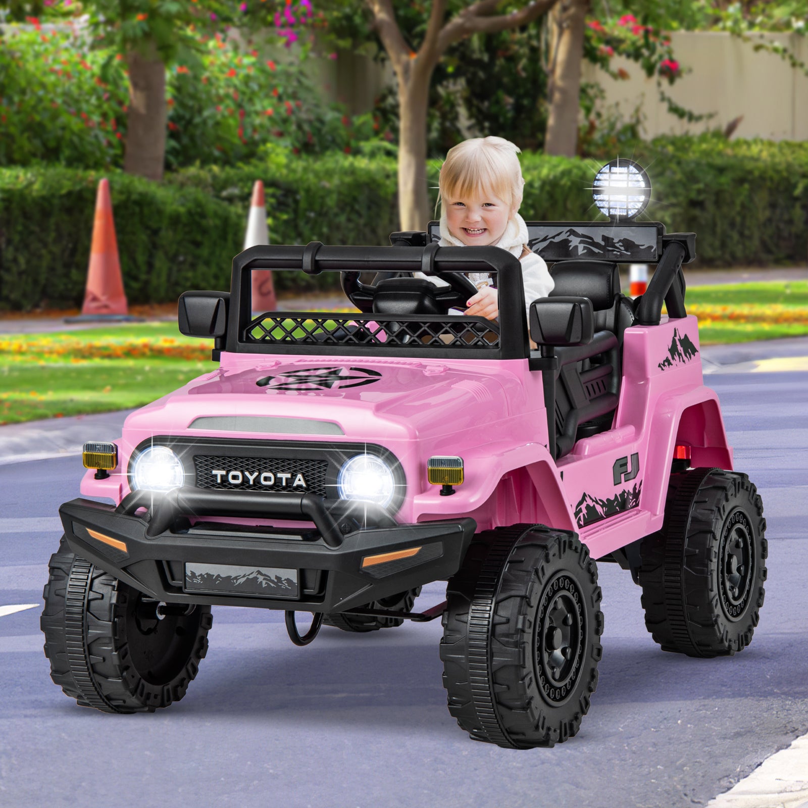 12V 7Ah Licensed Toyota FJ Cruiser Electric Car with Remote Control-Pink