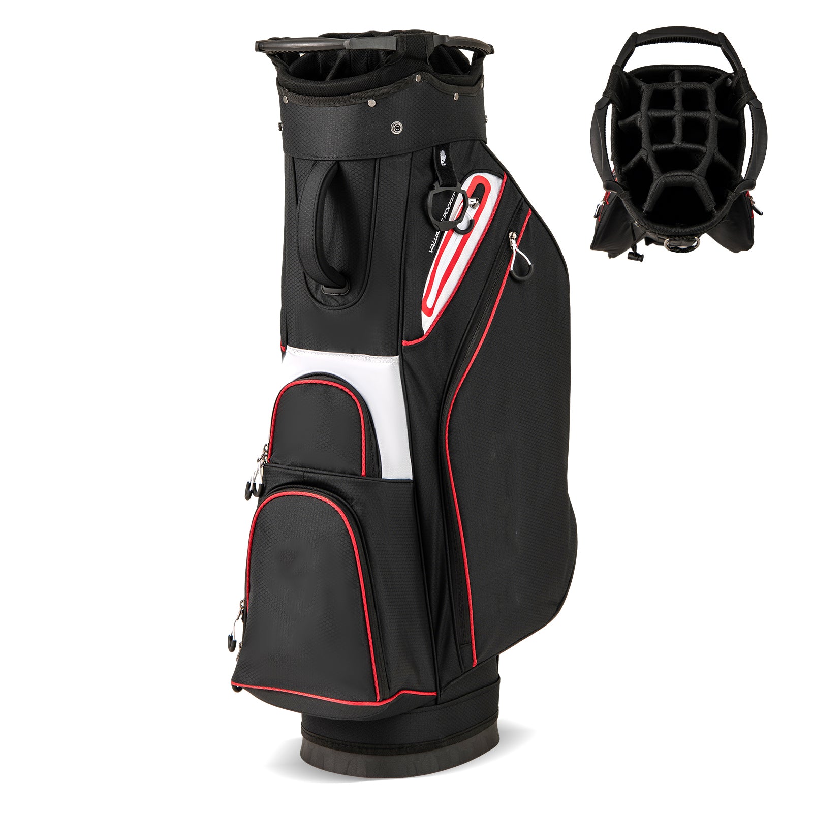 Lightweight Golf Cart Bag with 14-Way Divider Top and Cooler Pocket-Black