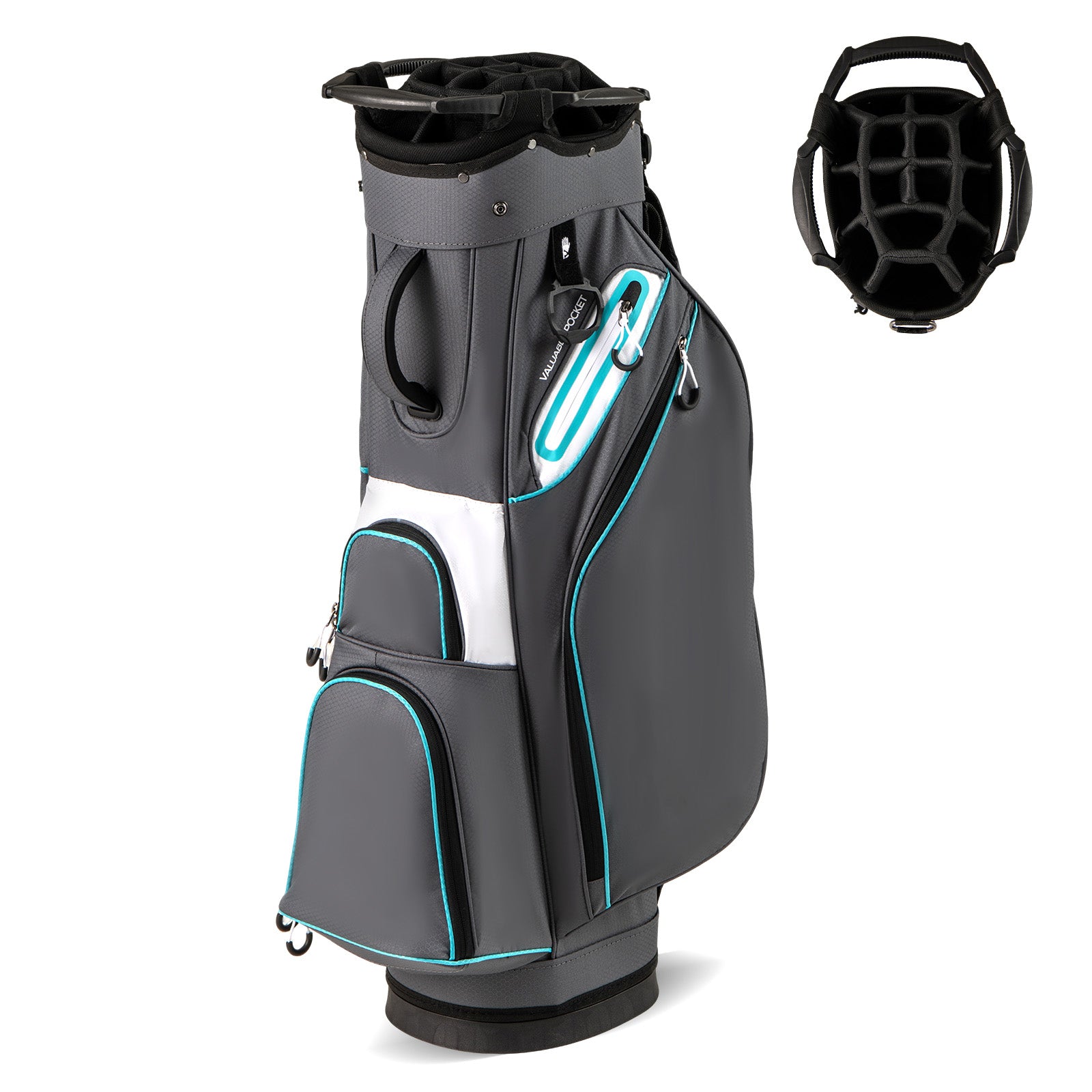 Lightweight Golf Cart Bag with 14-Way Divider Top and Cooler Pocket-Grey