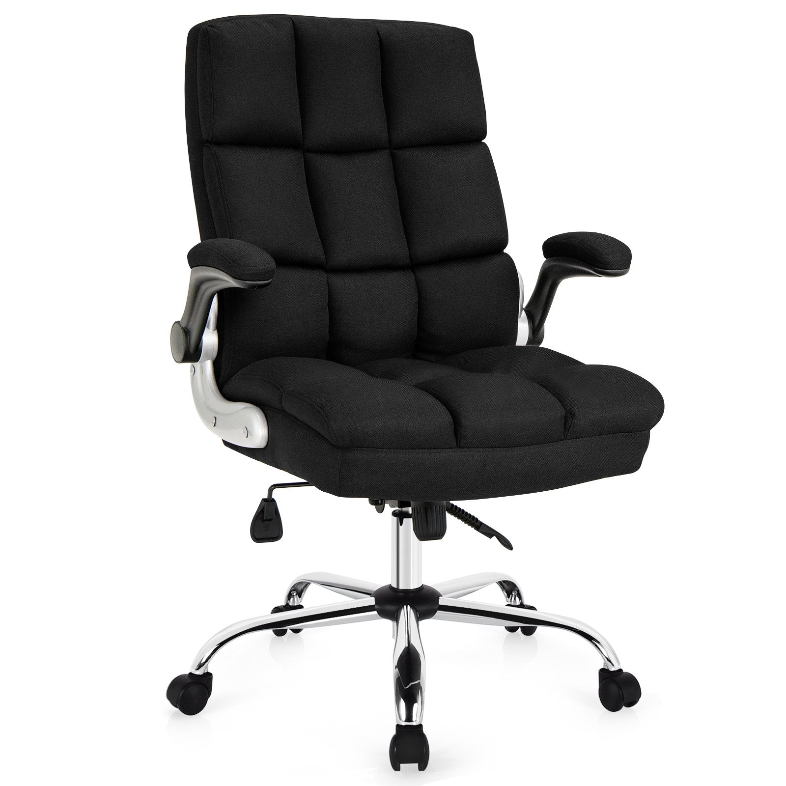 Linen Upholstered Executive Chair with Ergonomic High Back-Black