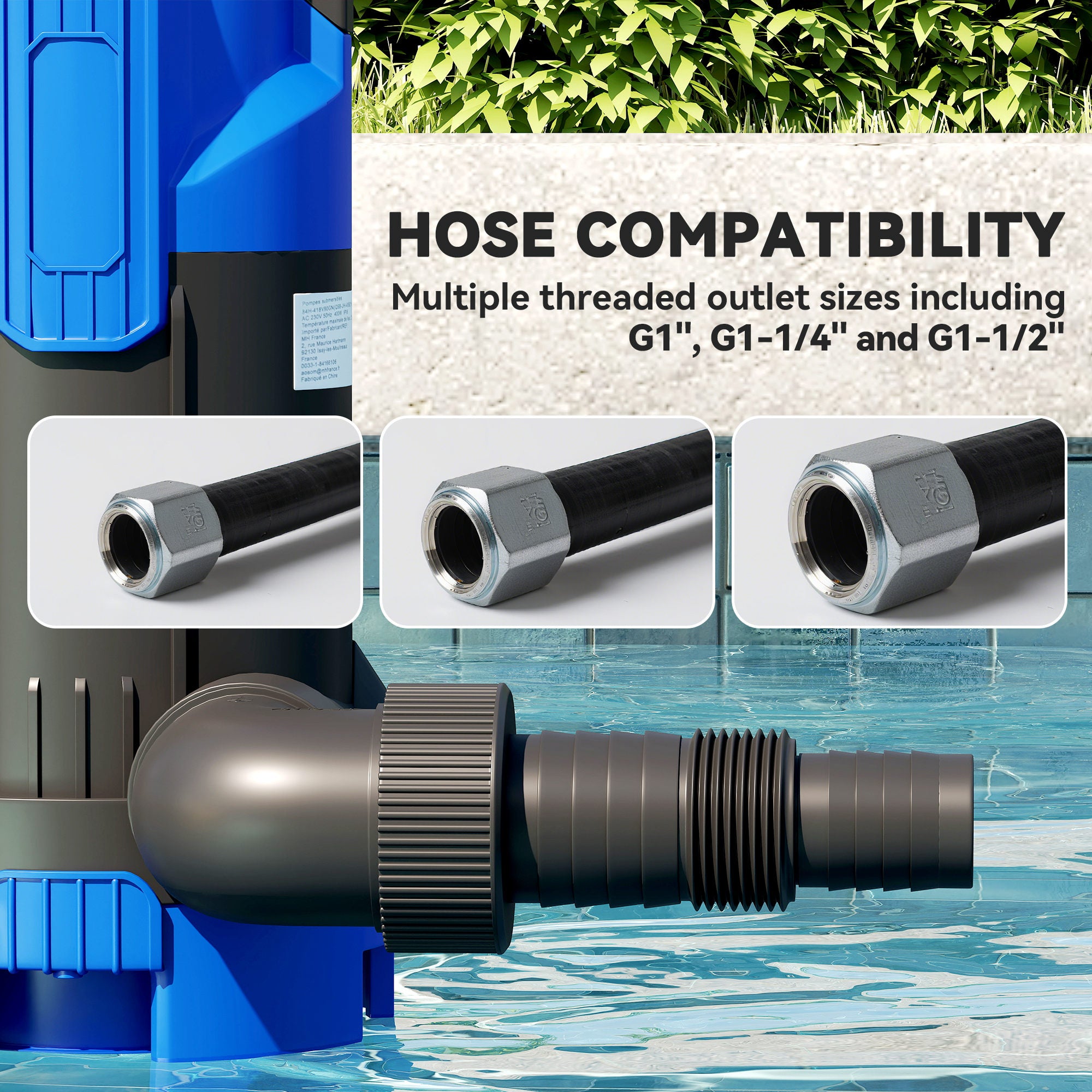 Outsunny 750W Submersible Water Pump for Dirty/Clean Water, 20000L/H Electric Sump Pump with Float Switch, Drain Water from Garden Pond, Hot Tub, Ditches, Portable and Lightweight