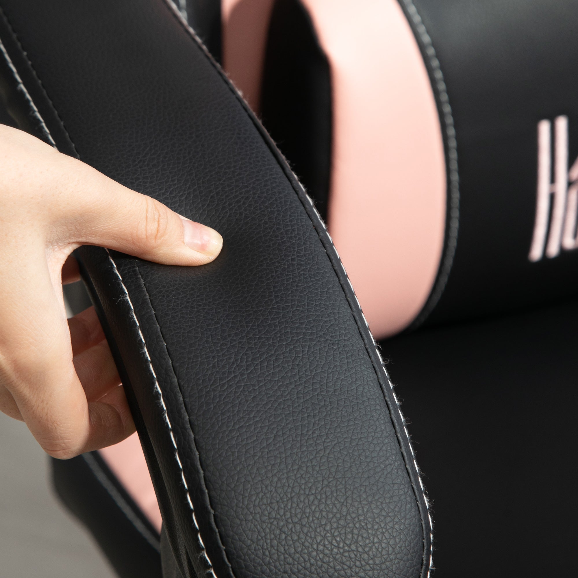 HOMCOM Cat Ear and Paw Reclining Office Chair, with Footrest - Black/Pink