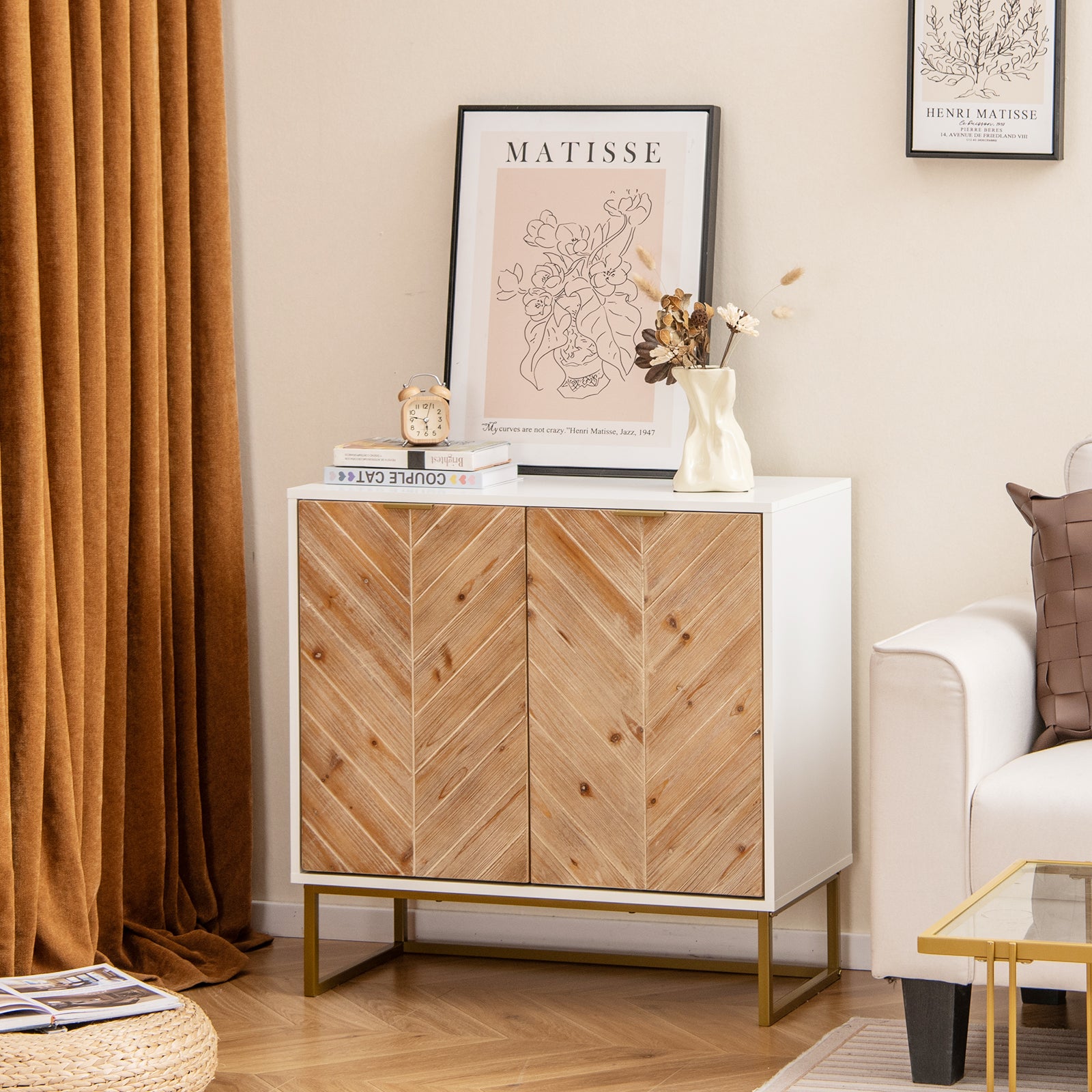 Modern Buffet Sideboard Cabinet Console Tablr with Storage-White